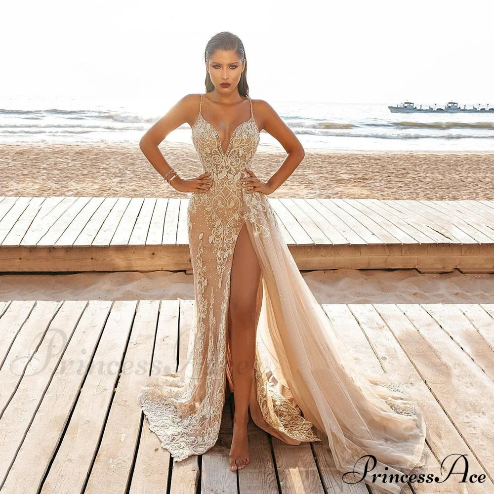 V - Party for Sequined Evening Elegant Wedding Gown Neck Women Deep Full-Length Wear - Image 4