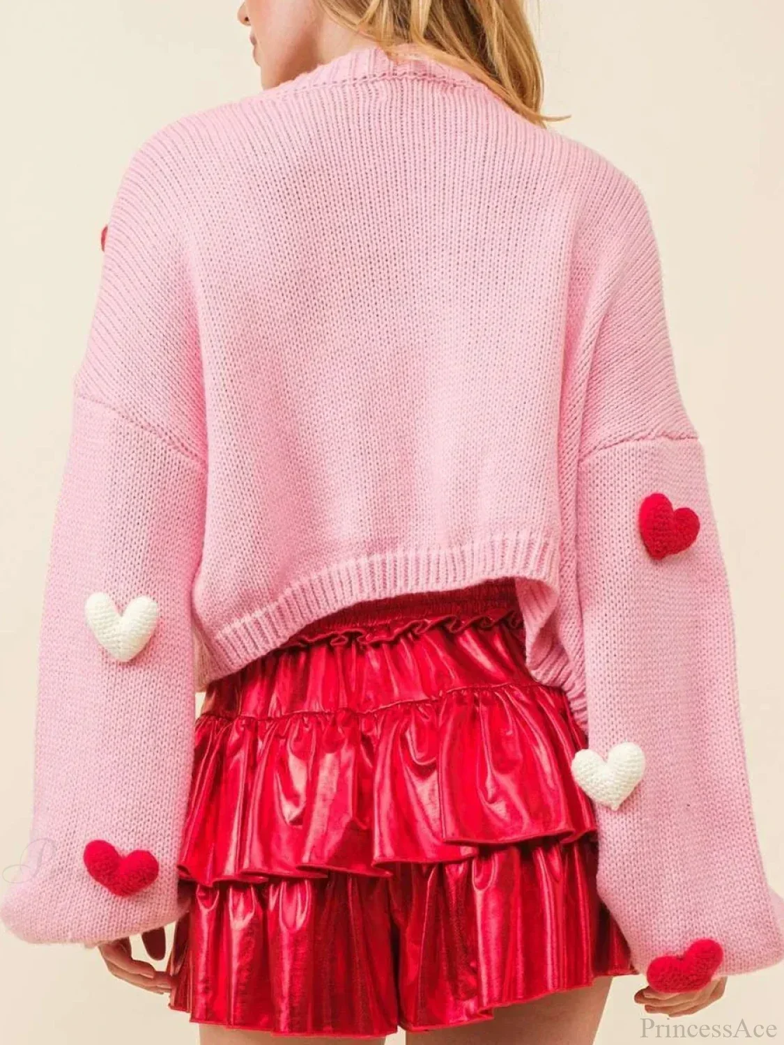 Valentine's Day 3D Heart Embroidery Cardigan - Image 2