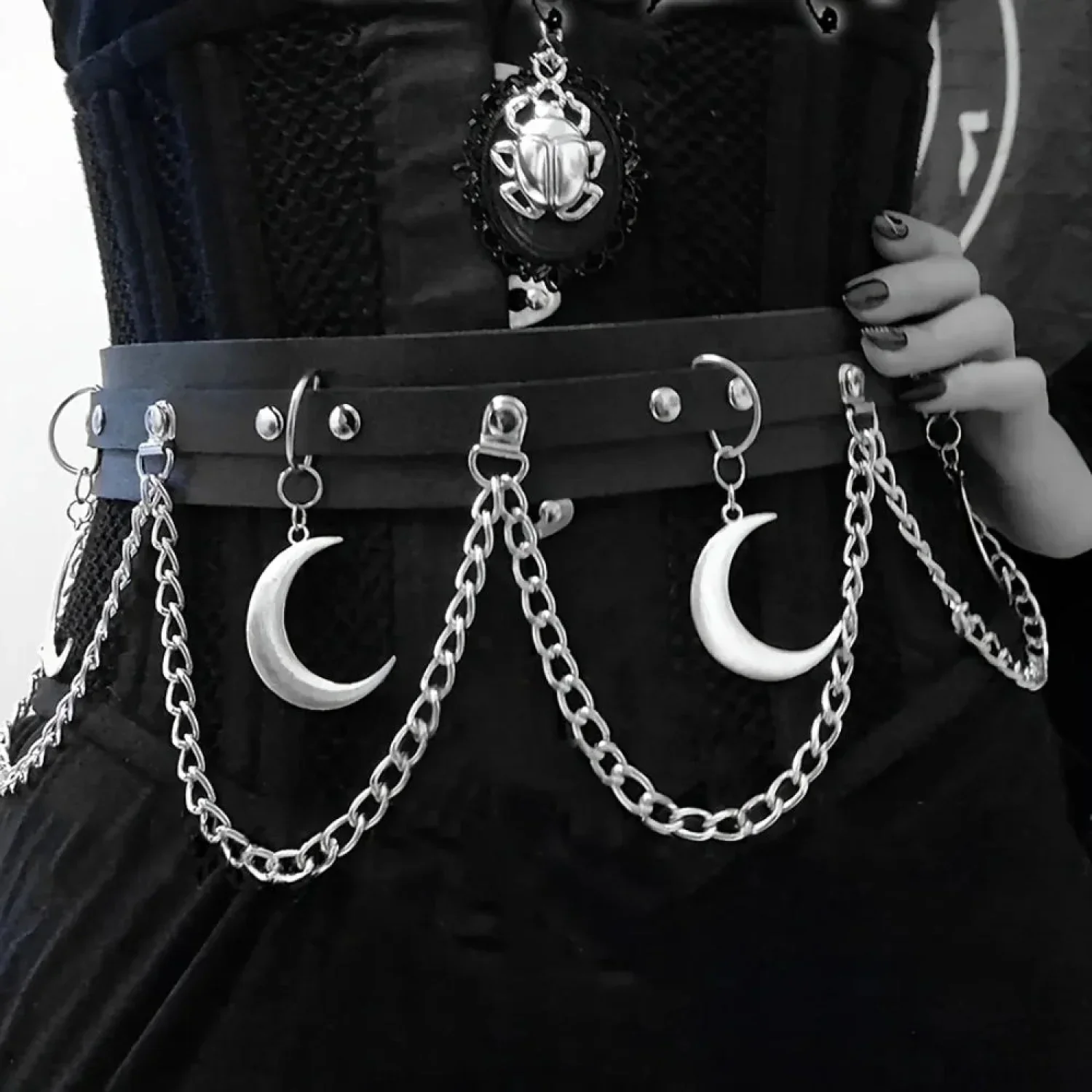 Vegan Dark Leather Declaration Belt - Image 4