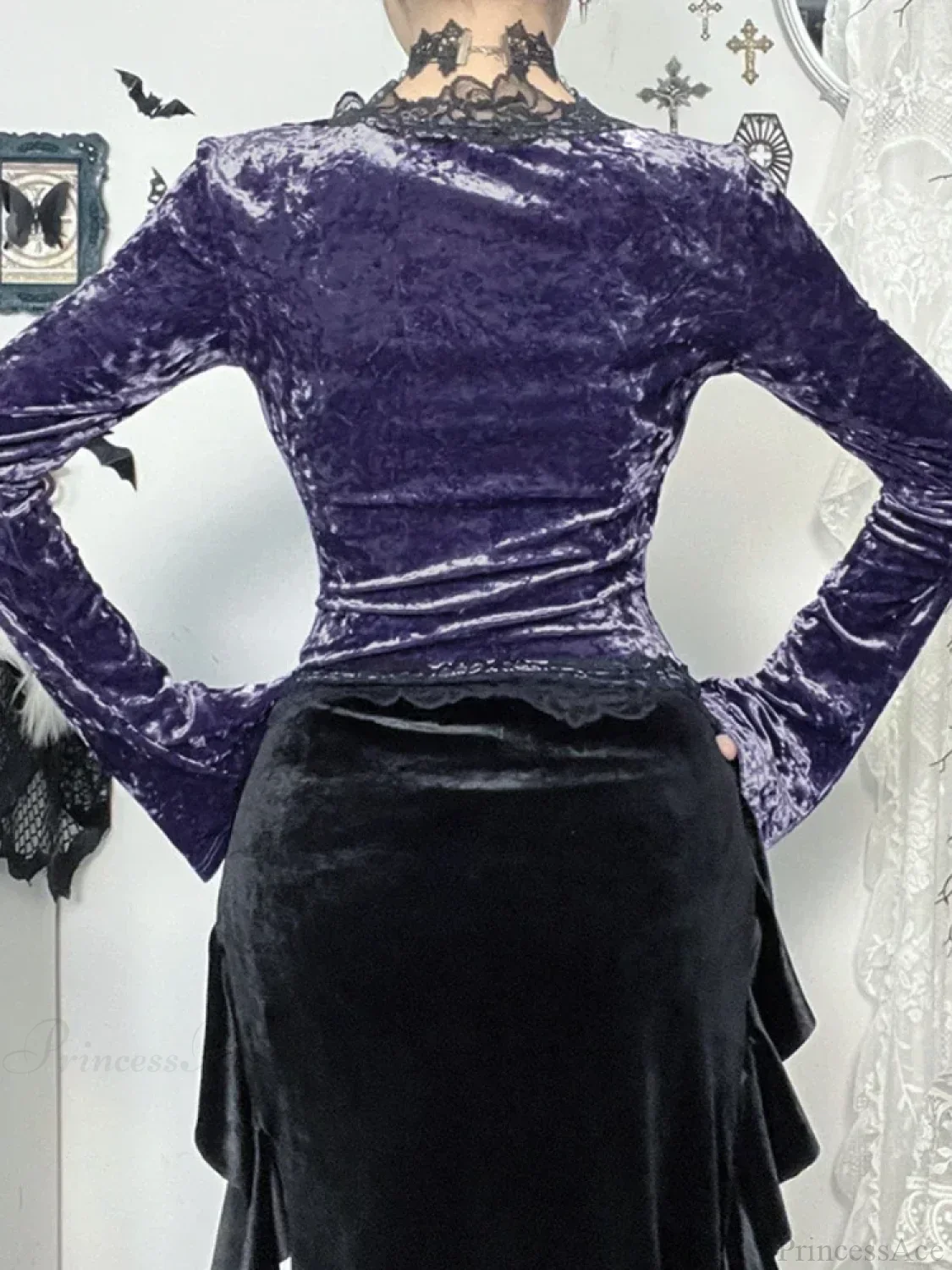 Velvet Lace Patchwork Knit Top - Image 3