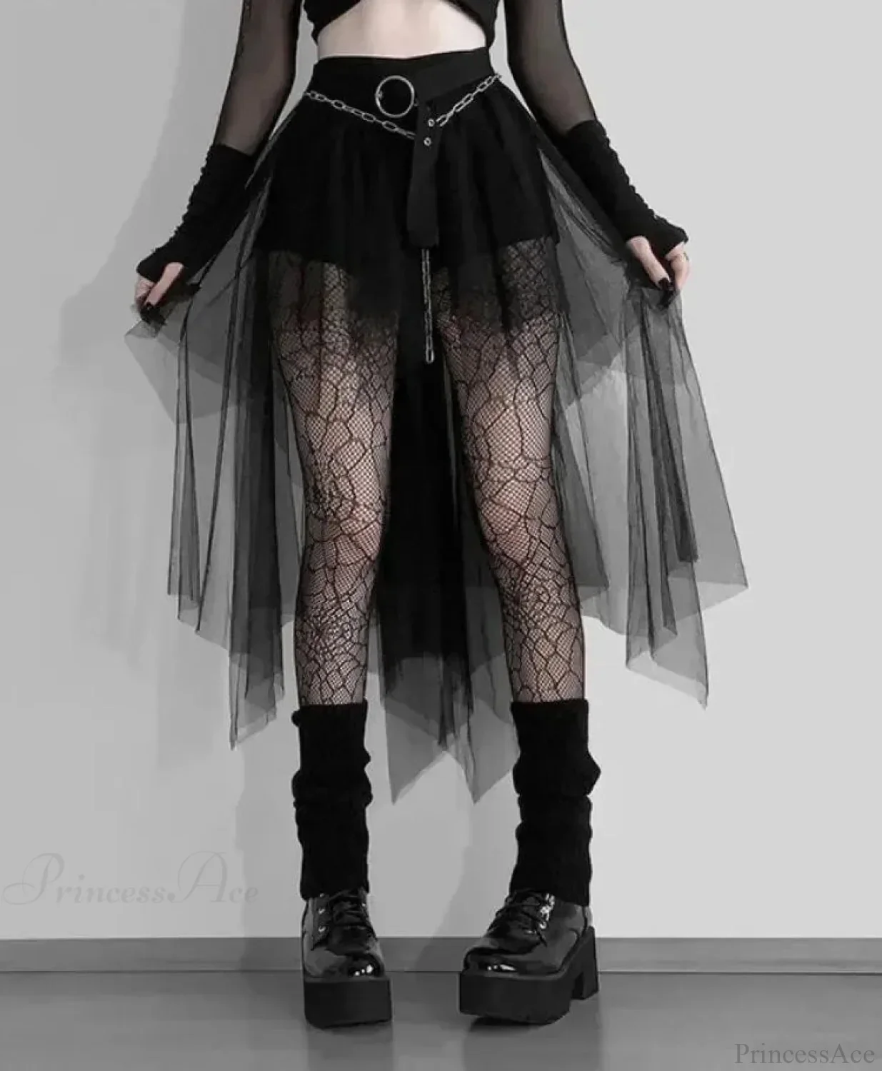 Velvet Lace Patchwork Trumpet Skirt - Image 3