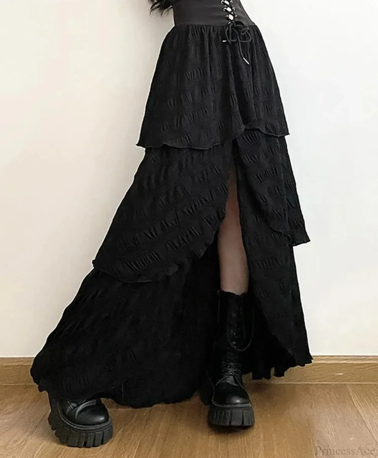 Velvet Lace Patchwork Trumpet Skirt - Image 4