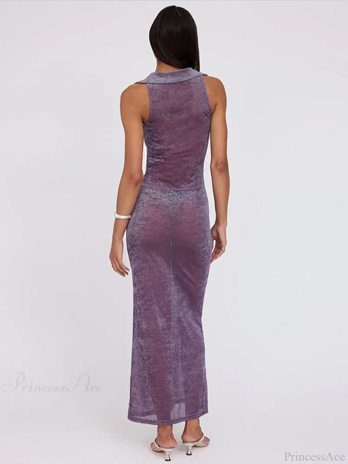 Velvet Perspective Turn-down Collar Vacation Dress - Image 5