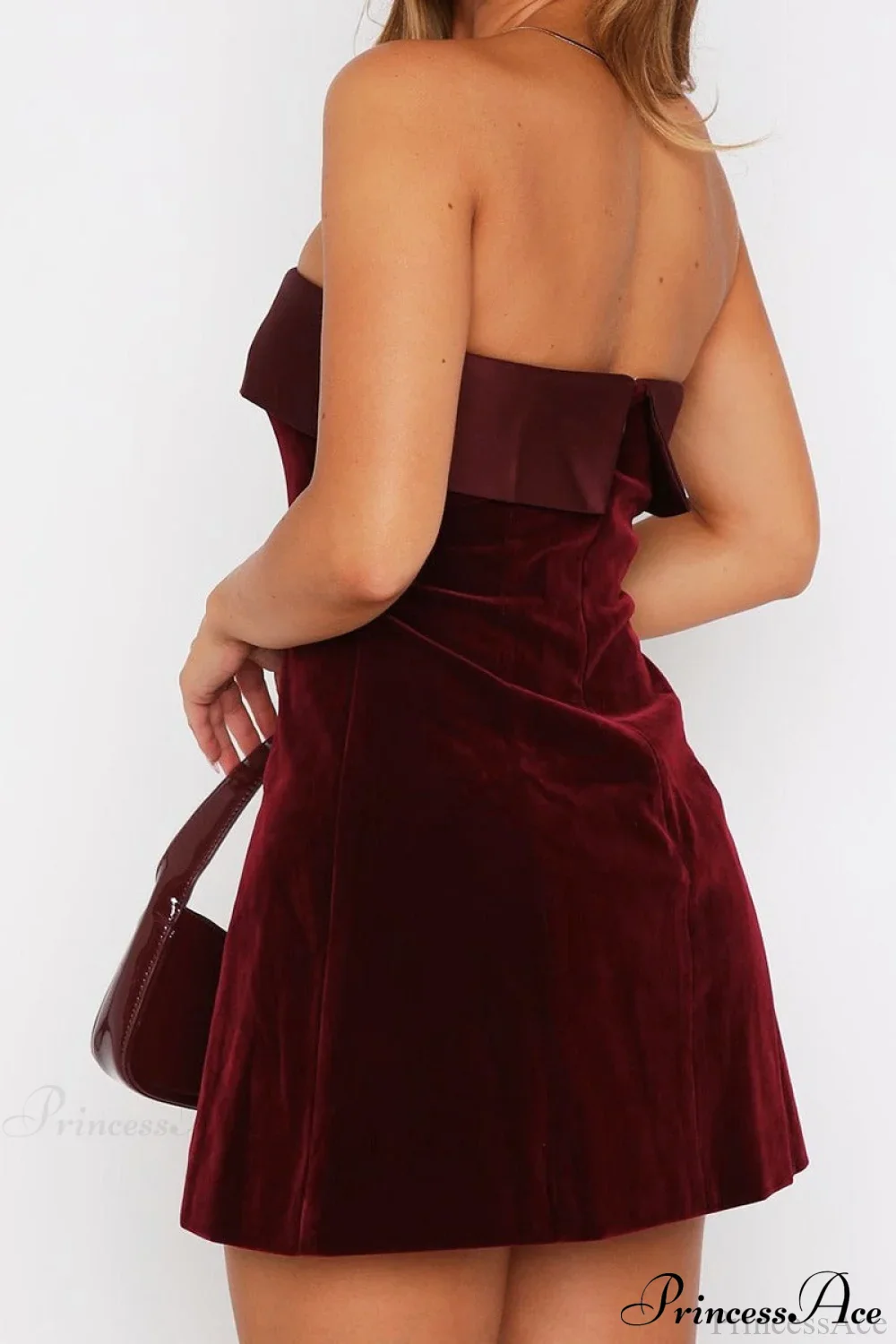Velvet Strapless Backless Mini A-Line Party Dress - Image 2