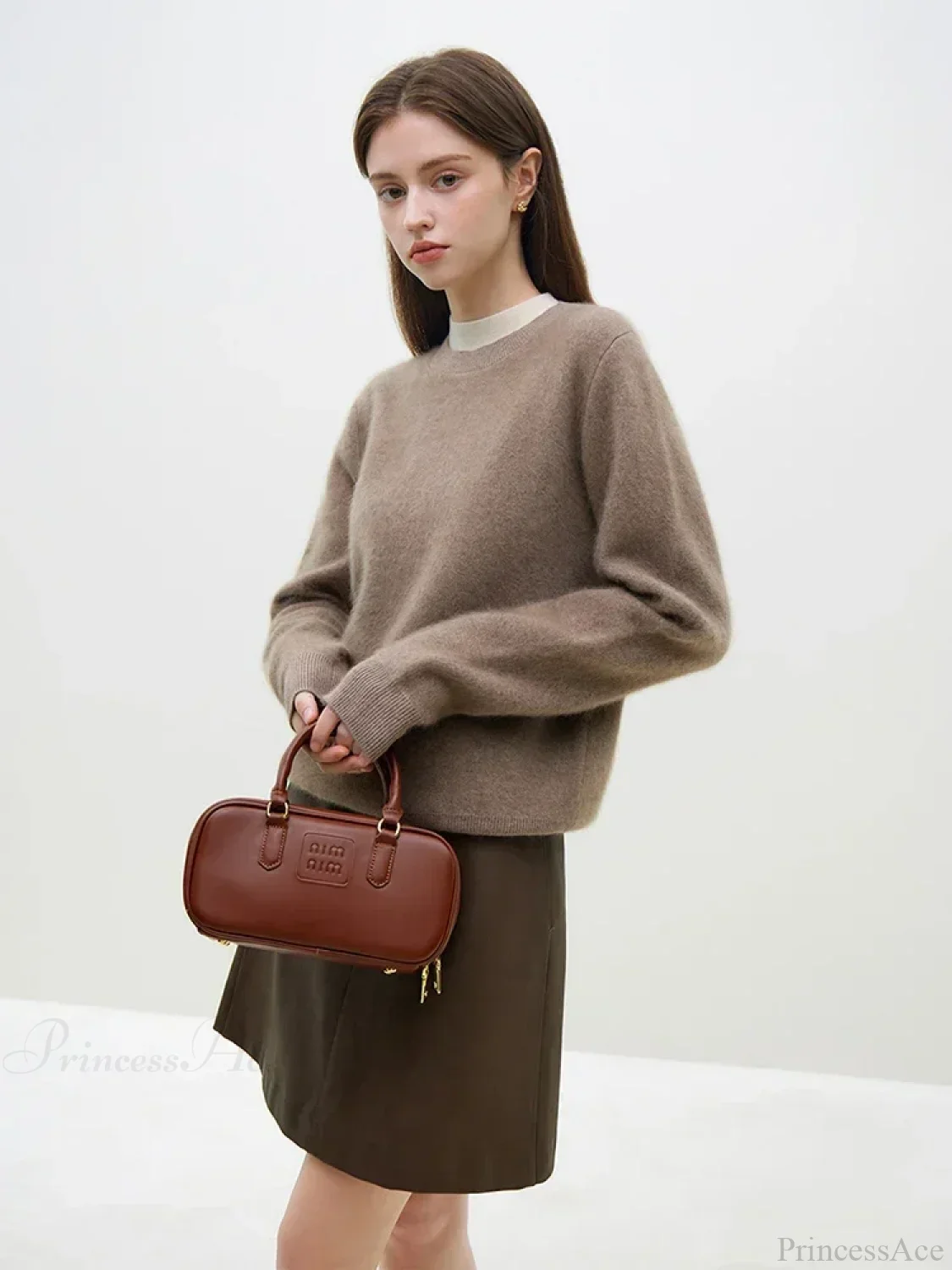 Velvety Pullover Knitted Tea Brown Sweater - Image 3