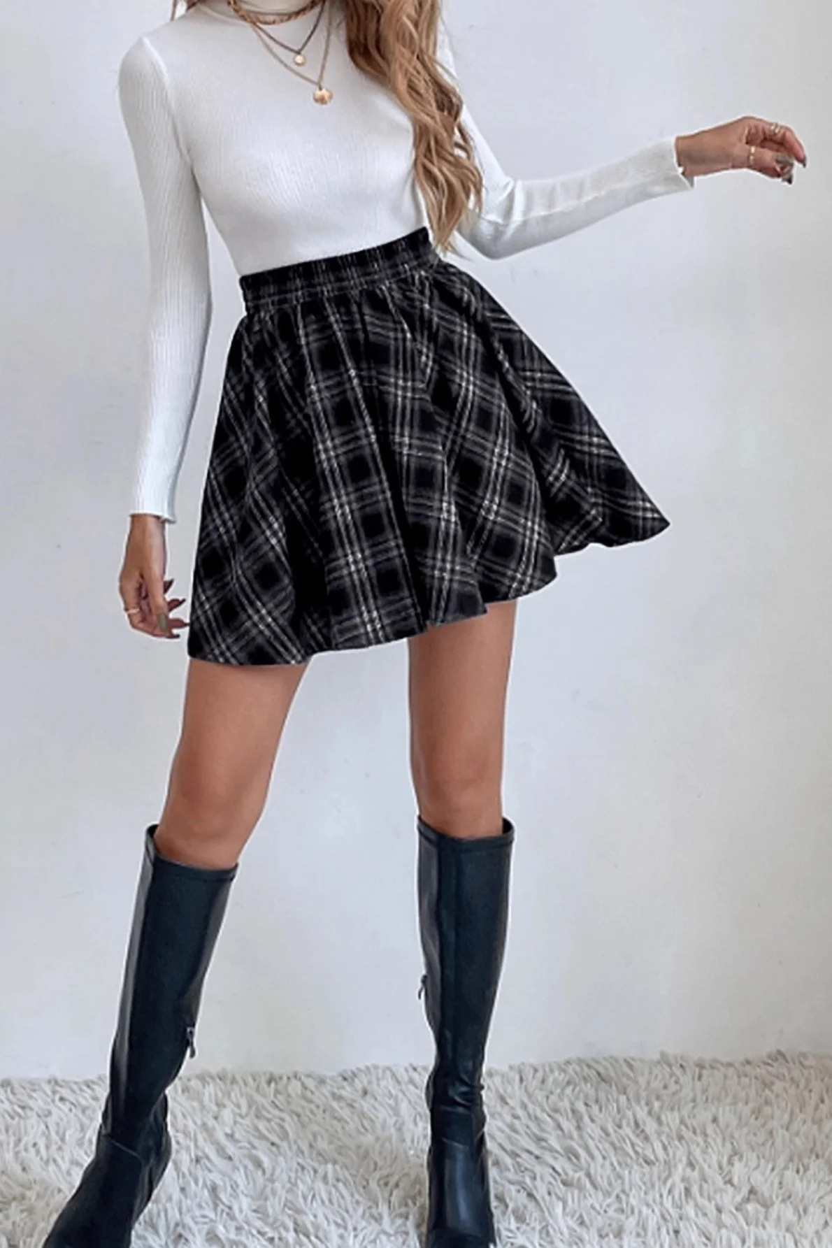 Versatile Plaid Mini Skirt - Image 3