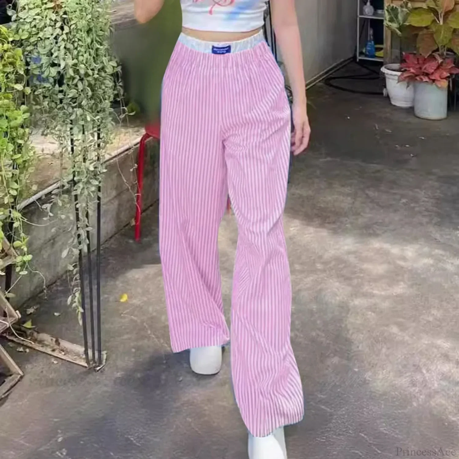 Vertical Stripes High Waist Trousers Pants - Image 2