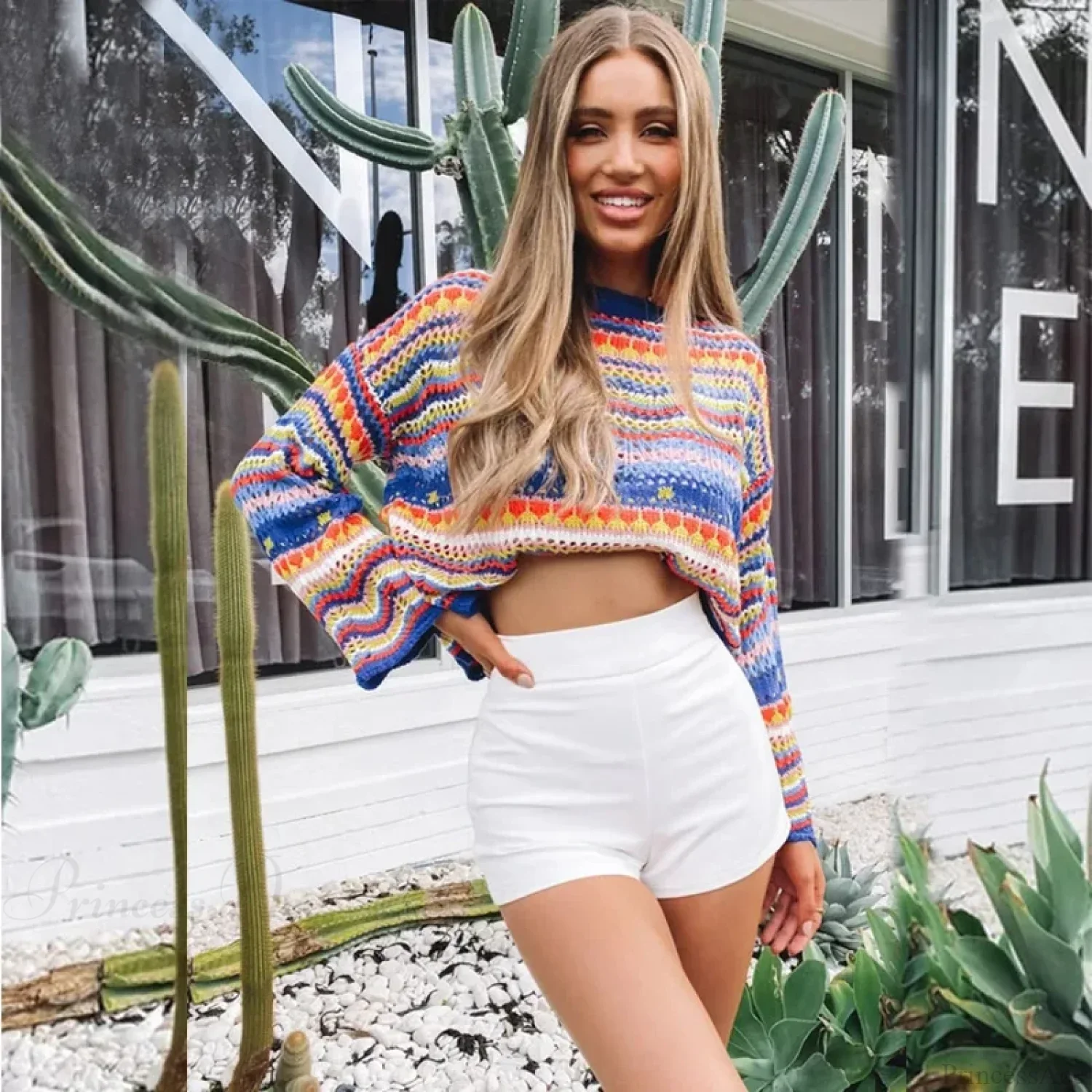 Vintage 90s Crochet Flared Sleeves Sweater - Image 5