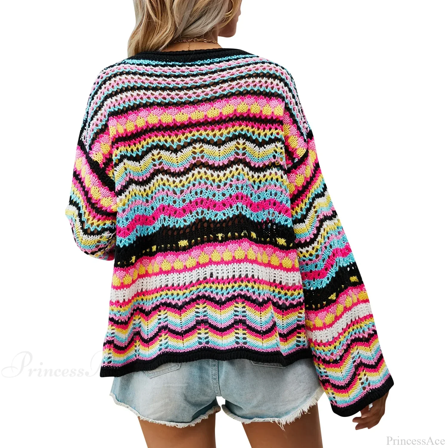Vintage 90s Crochet Flared Sleeves Sweater - Image 6