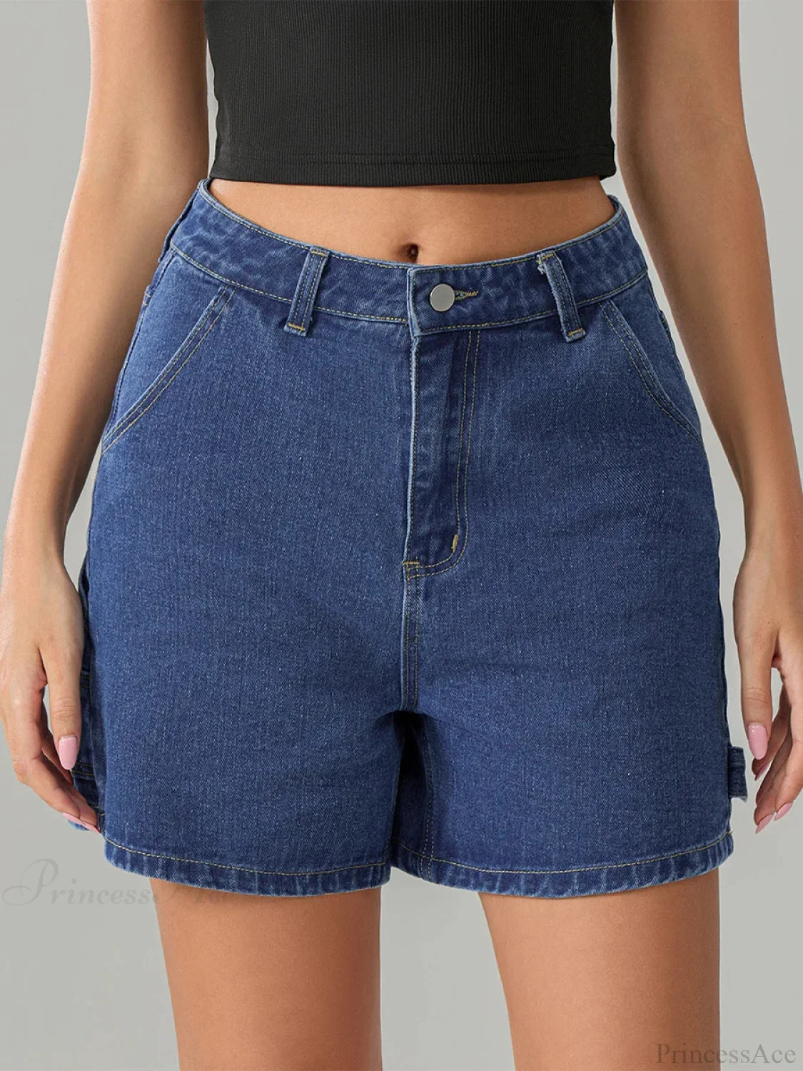 Vintage Blue Button Denim Short - Image 3