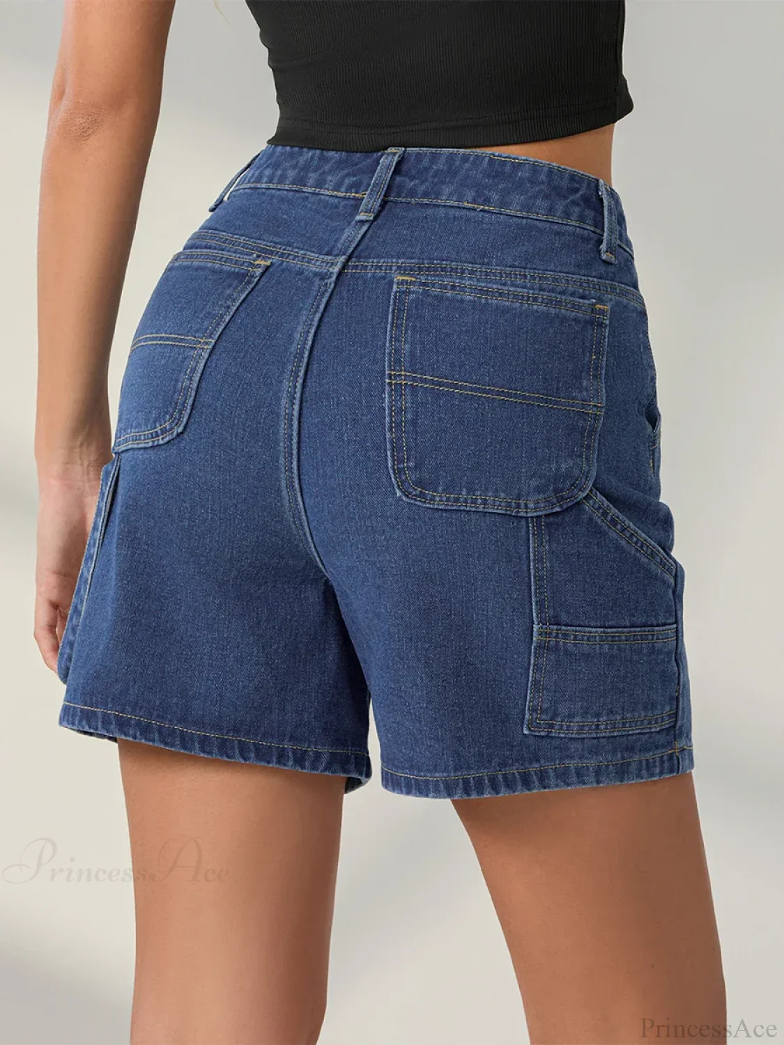 Vintage Blue Button Denim Short - Image 4