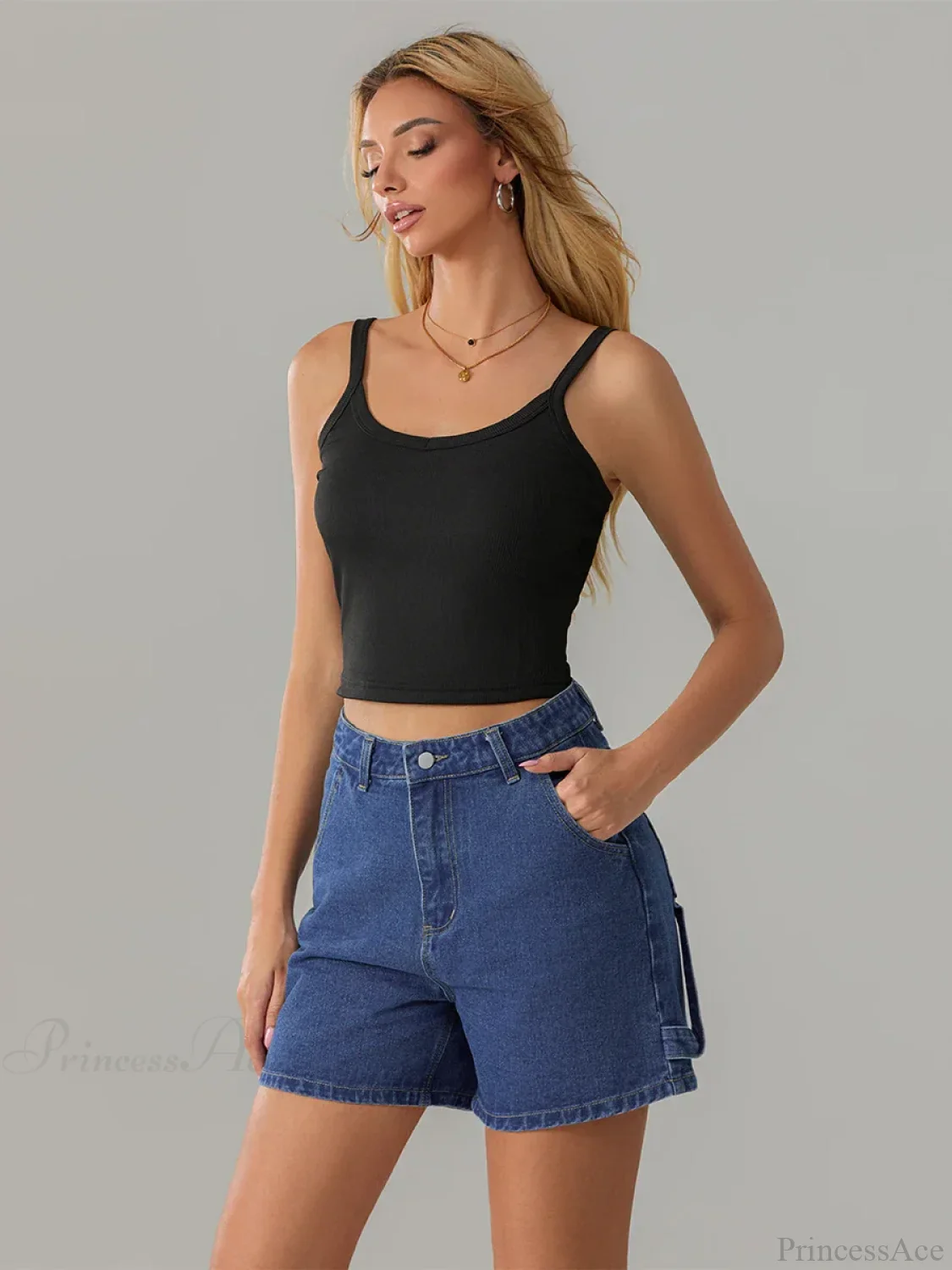 Vintage Blue Button Denim Short - Image 5