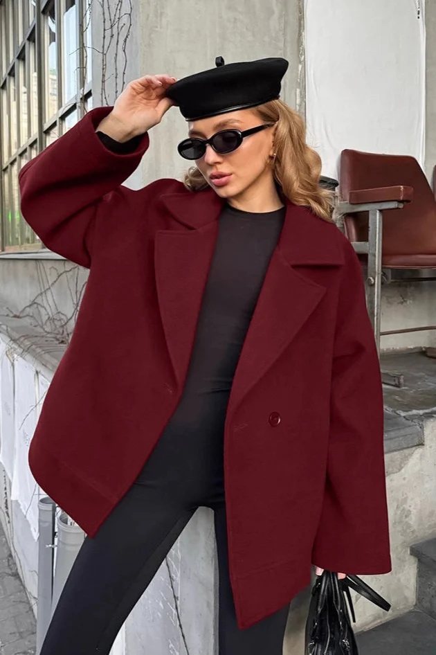 Vintage Brown Belted Wool Blend Midi Coat - Image 3