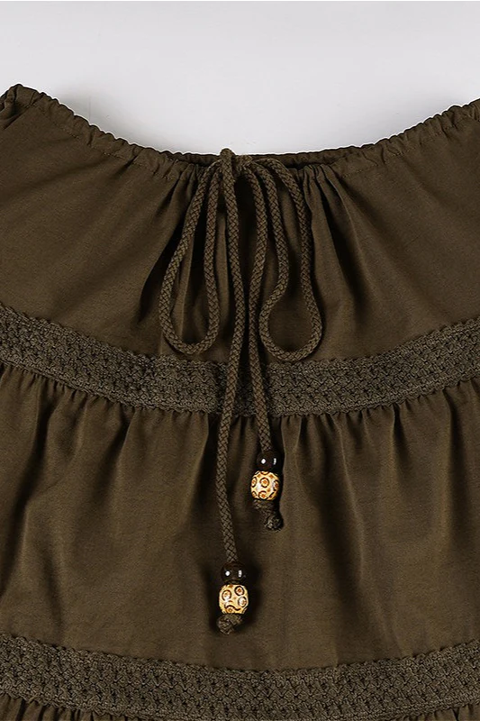 Vintage Brown Pleated A-Line Skirt - Image 4