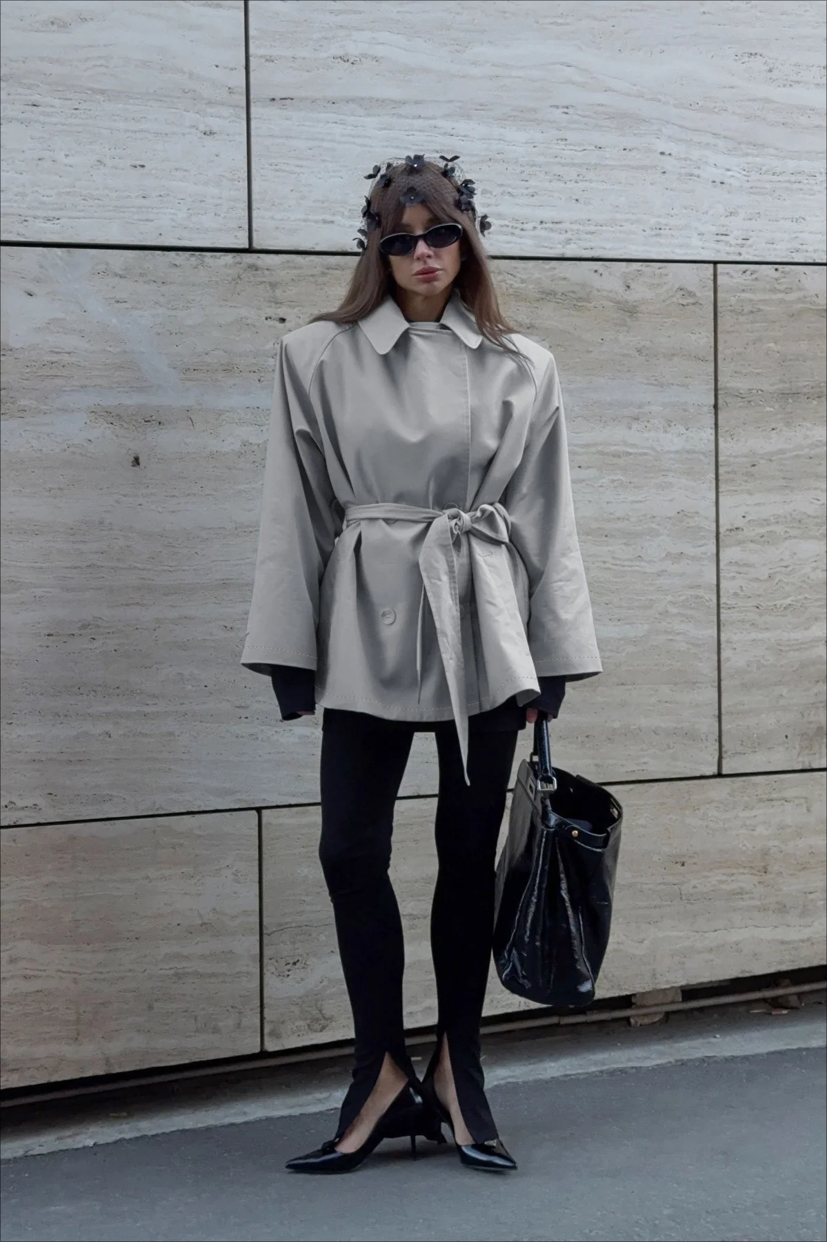 Vintage Casual Belted Trench Coat - Image 4