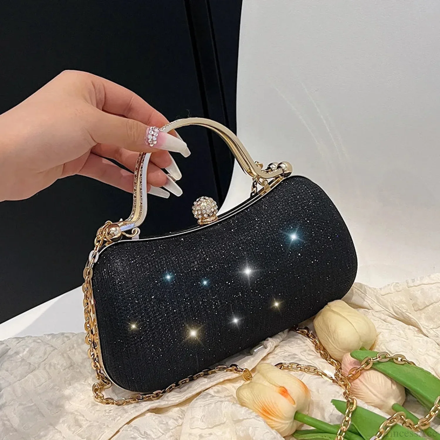 Vintage Chain Evening Shoulder Clutch Bag - Image 6