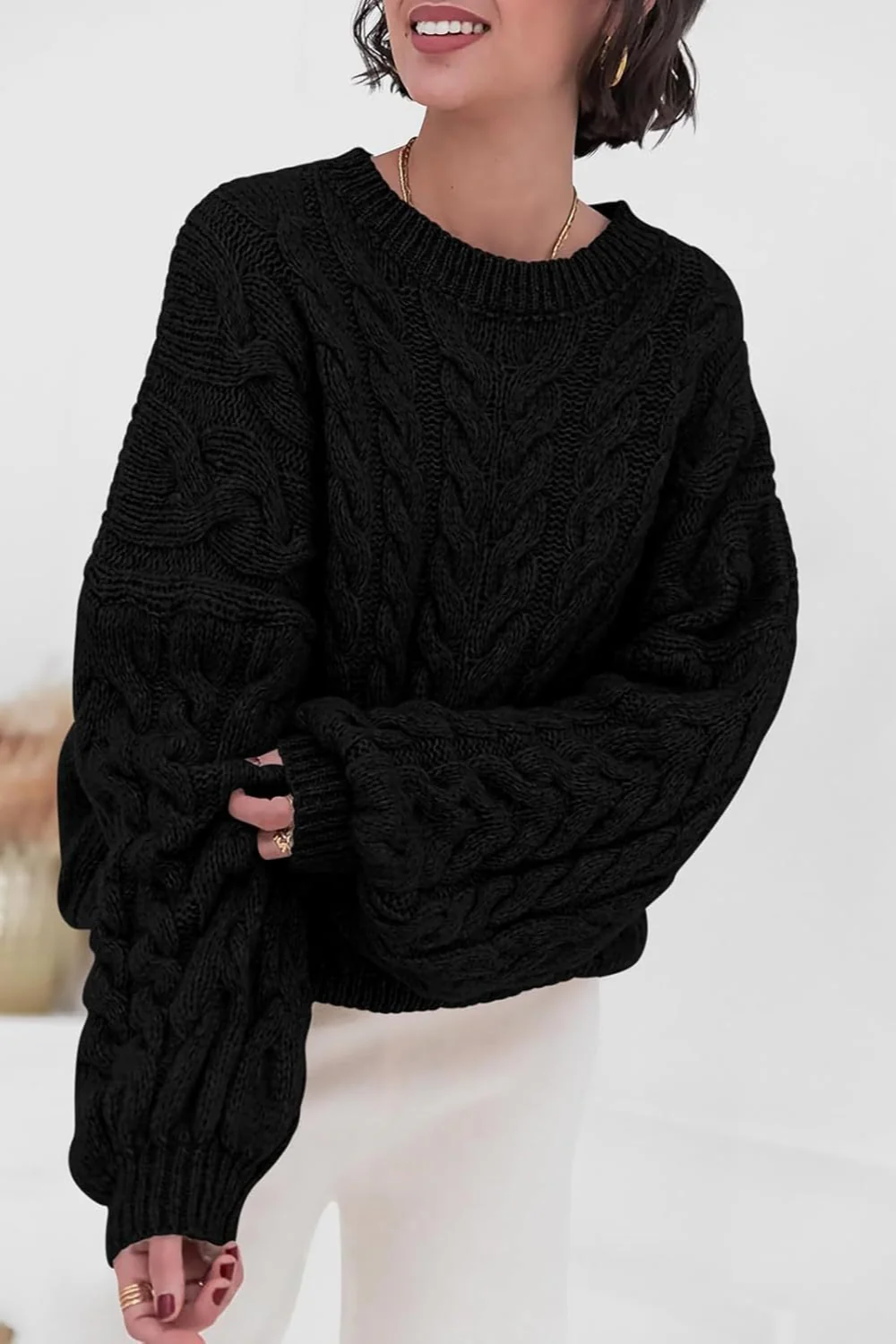 Vintage Chunky Knit Cable Sweater - Image 7