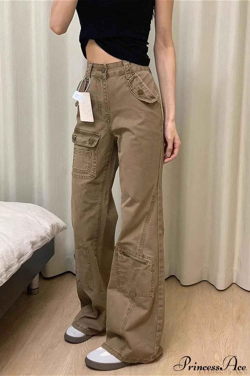 Vintage Denim Wide Leg Cargo Pants - Image 2