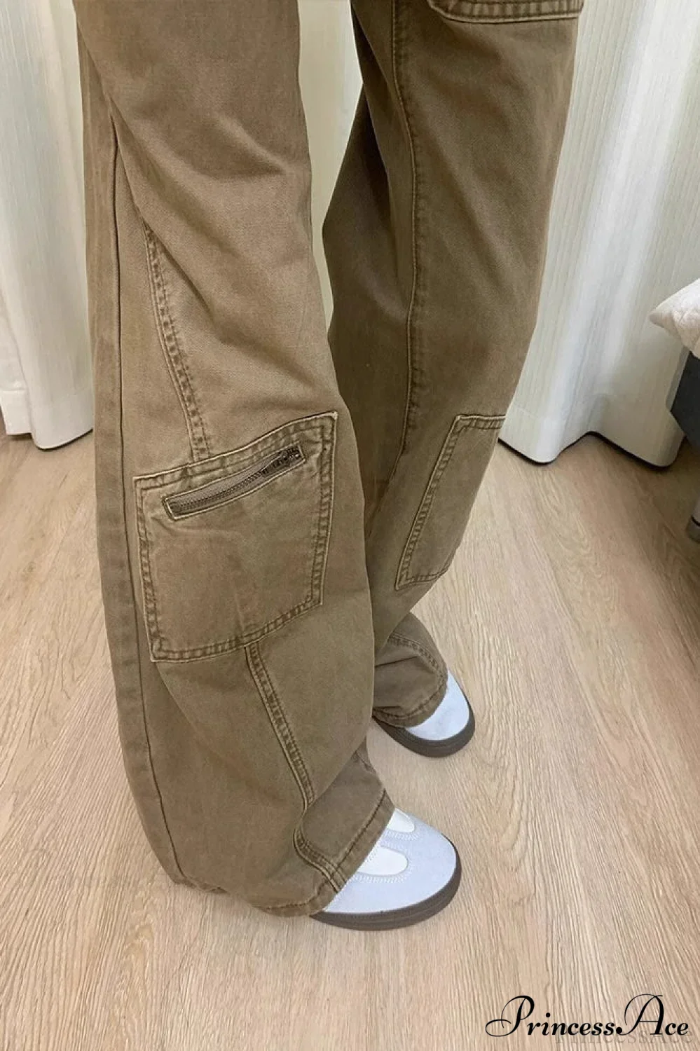 Vintage Denim Wide Leg Cargo Pants - Image 4