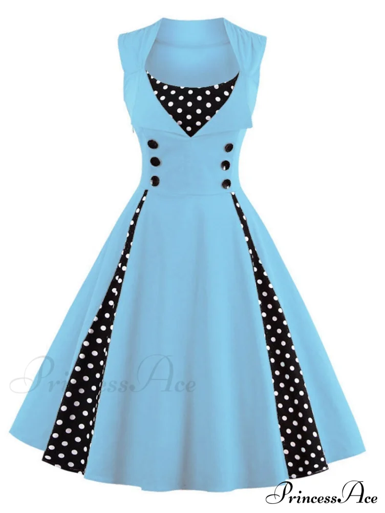 Vintage Dot Retro - Women's Warm-Season Pin Swing Casual Tunic Party Rockabilly Vestidos Up Gown S-4XL