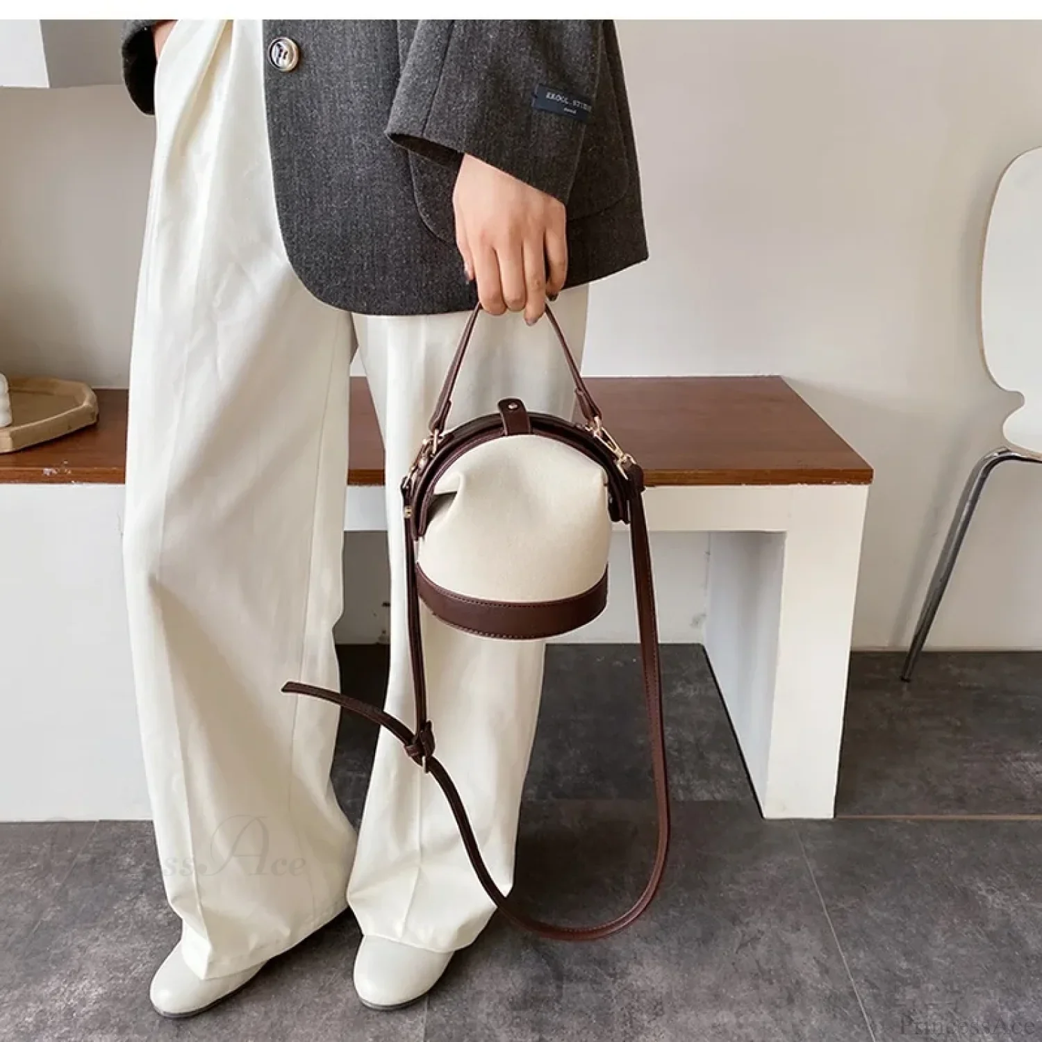 Vintage Fashion Female Bucket Shoulder Handbag