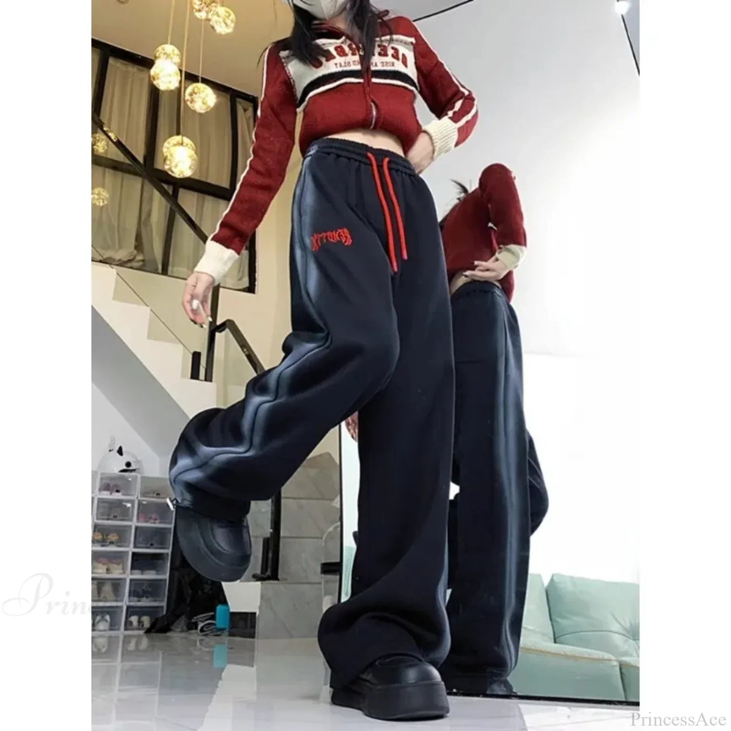 Vintage Fleece Sweatpants Winter Pants - Image 3