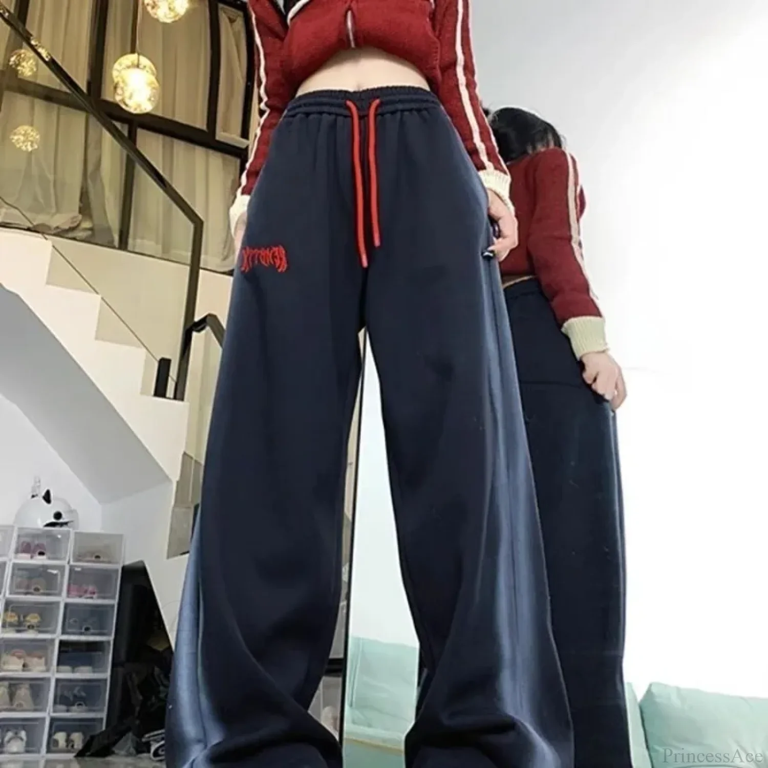Vintage Fleece Sweatpants Winter Pants - Image 4