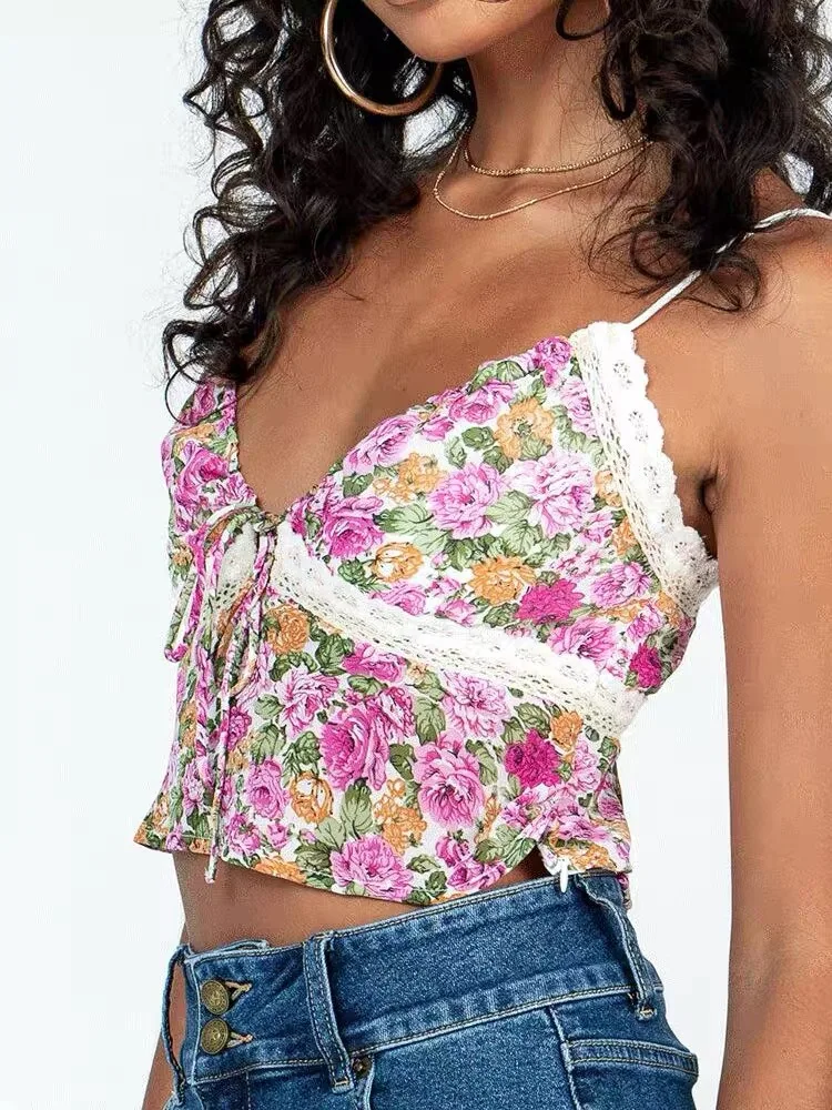 Vintage Floral Lace Crop Top - Image 2
