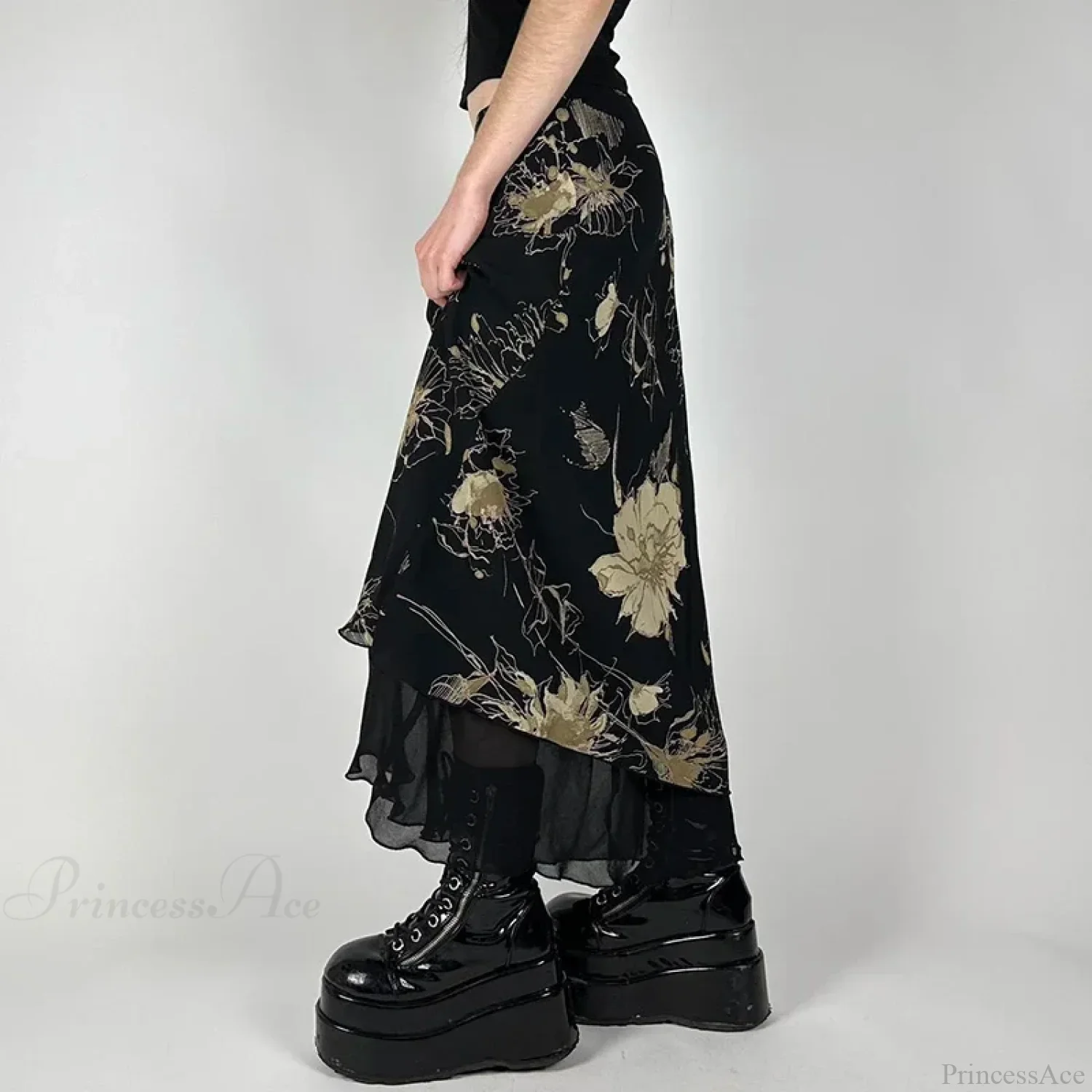Vintage Floral Print Low Rise Slim-Fitting Streetwear Skirt