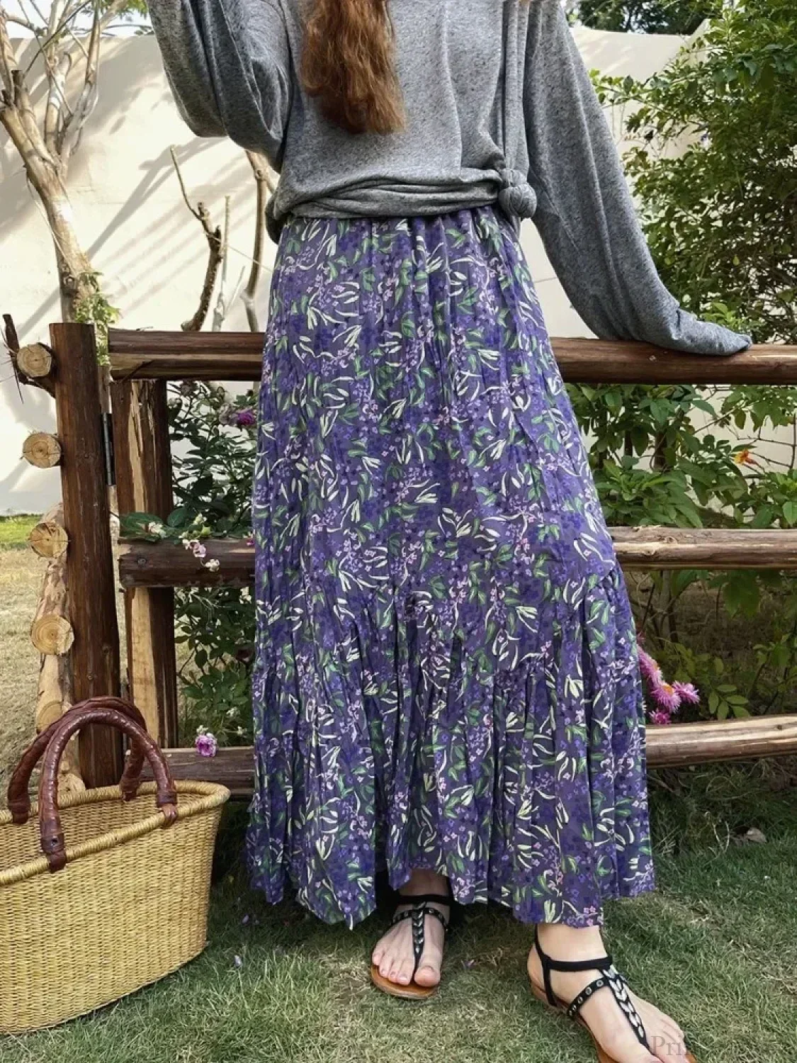 Vintage Floral Skirt for Women 2025 Summer High Waist Y2K - Image 2