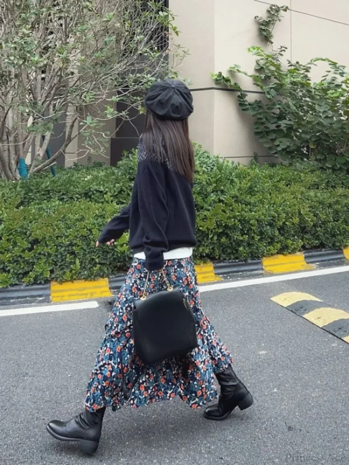 Vintage Flower Print High Waist Pleated Skirt - Image 5