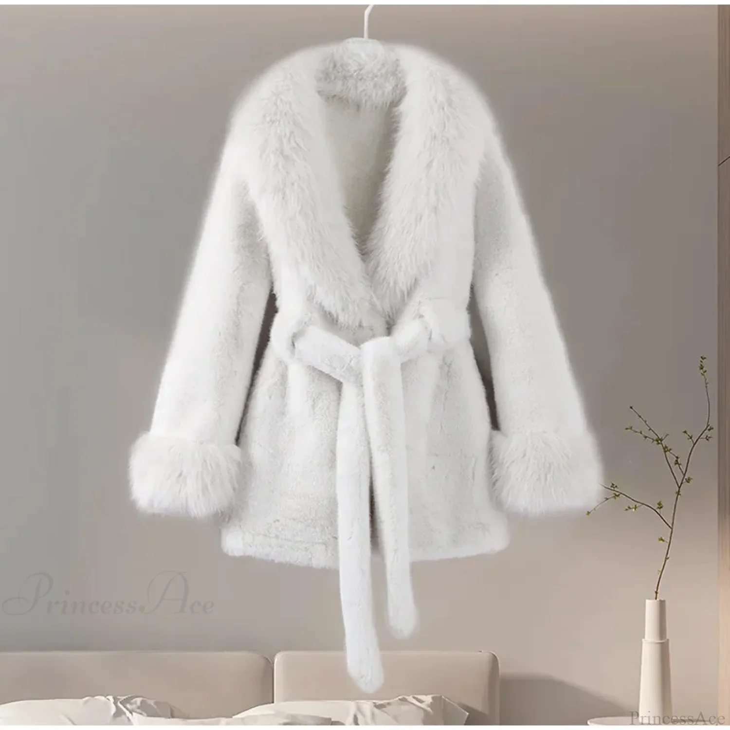 Vintage Fox Fur Belted Luxury Coat - Image 3