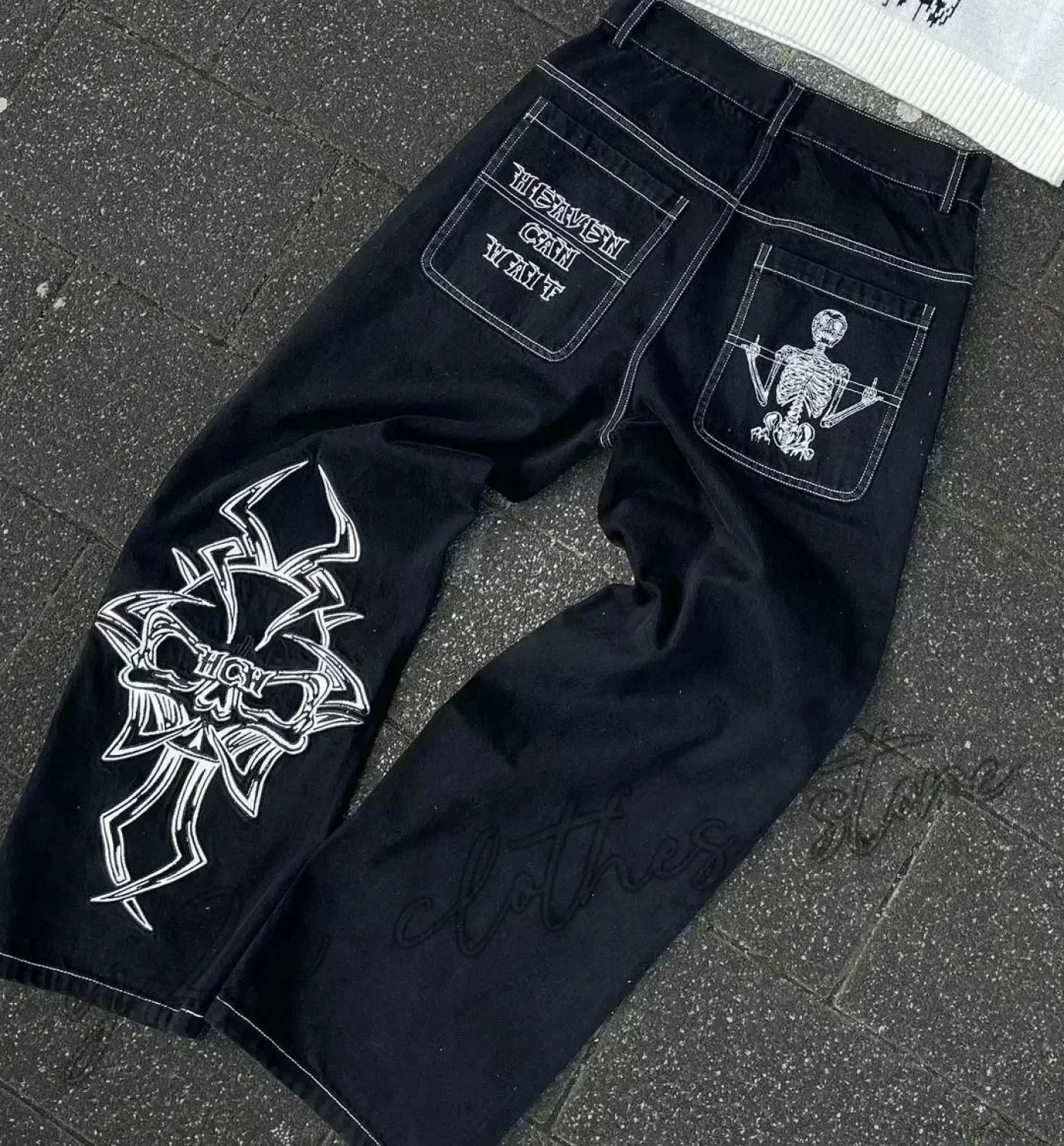Vintage Gothic Cross Wings Stitched Pants - Image 10