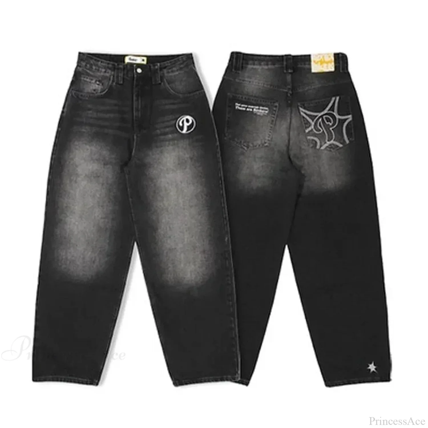 Vintage Gothic Cross Wings Stitched Pants - Image 13