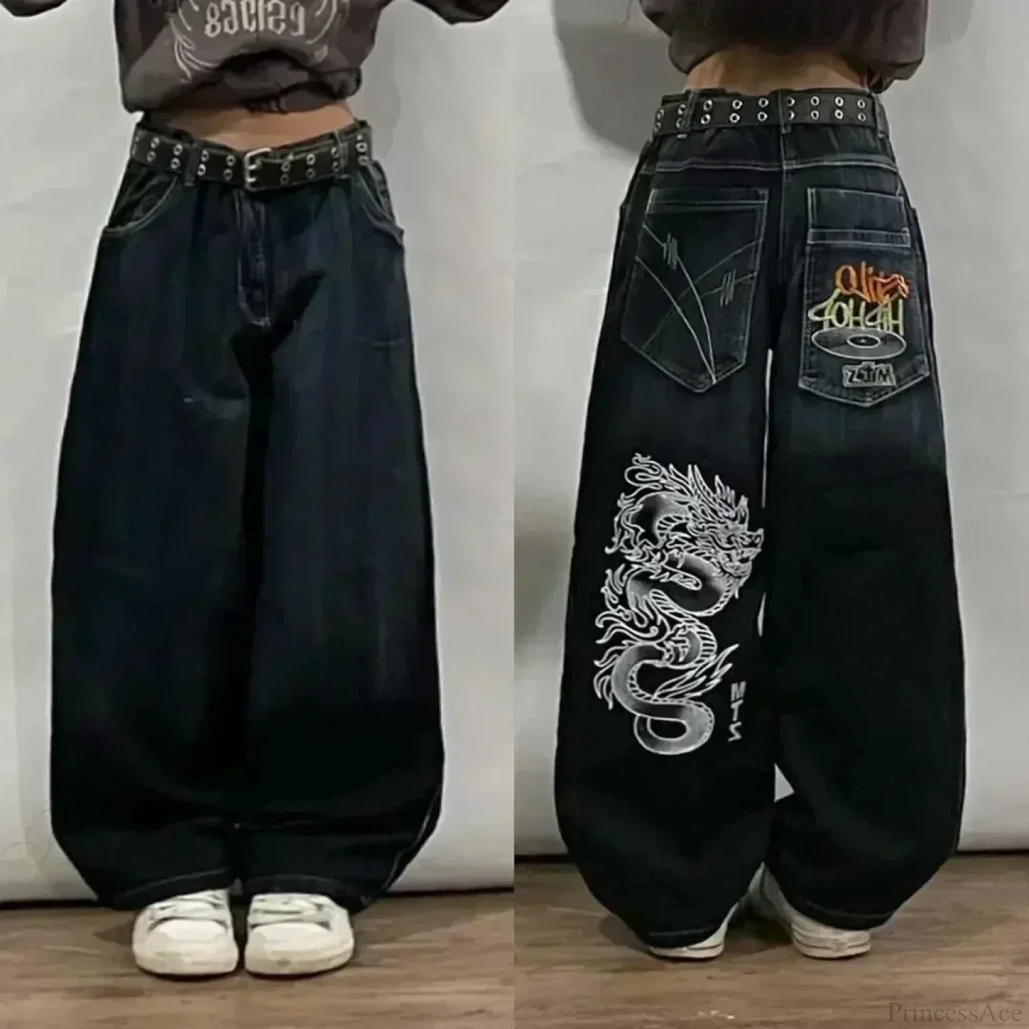 Vintage Gothic Cross Wings Stitched Pants - Image 18