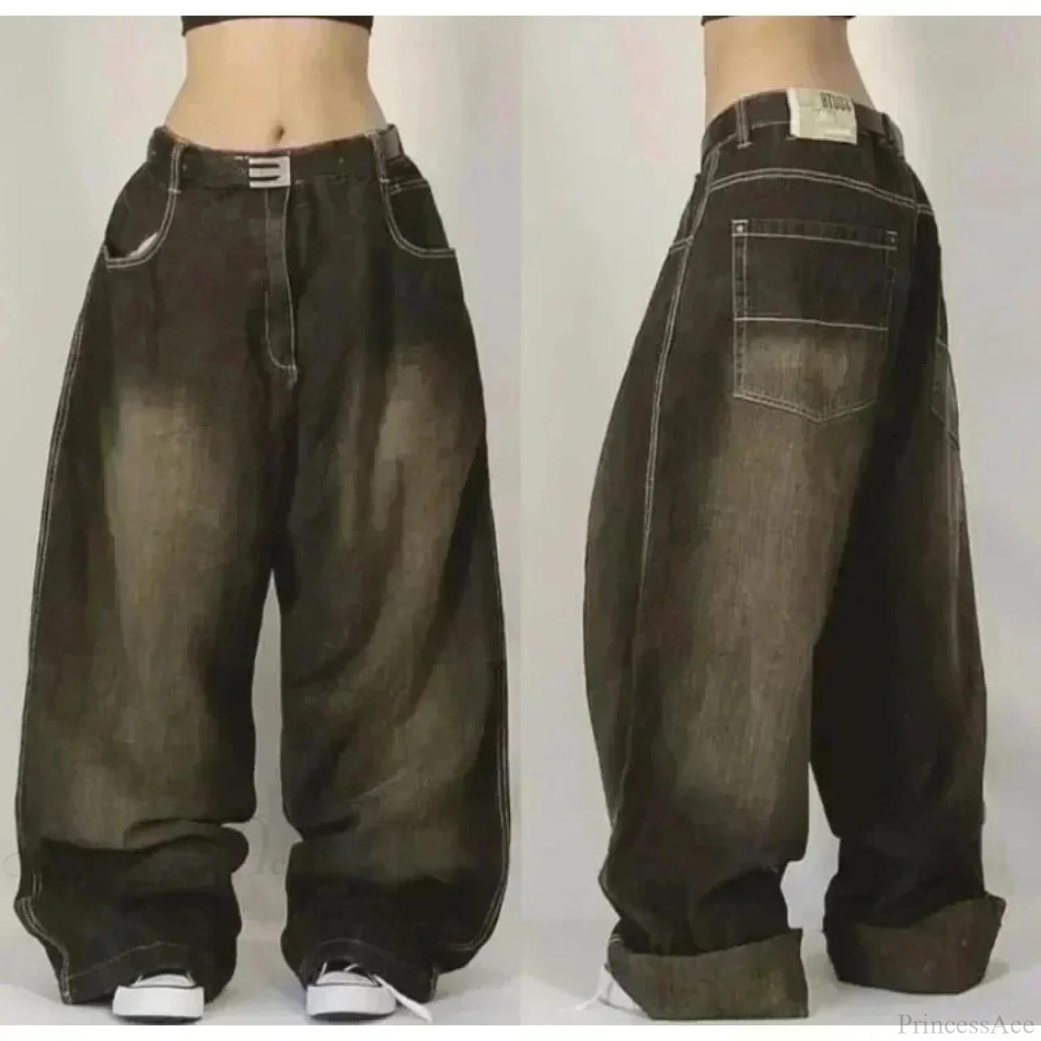 Vintage Gothic Cross Wings Stitched Pants - Image 19