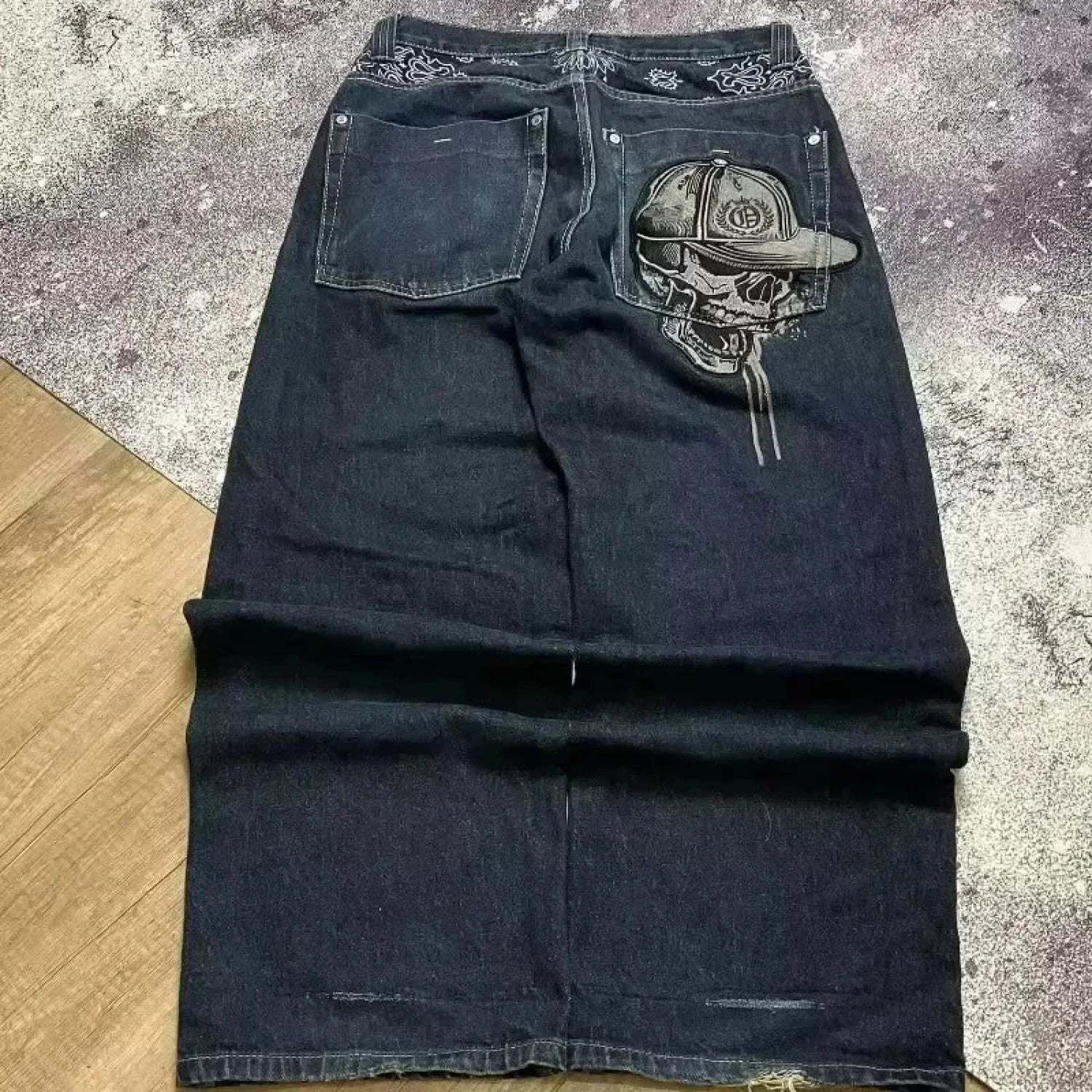 Vintage Gothic Cross Wings Stitched Pants - Image 20