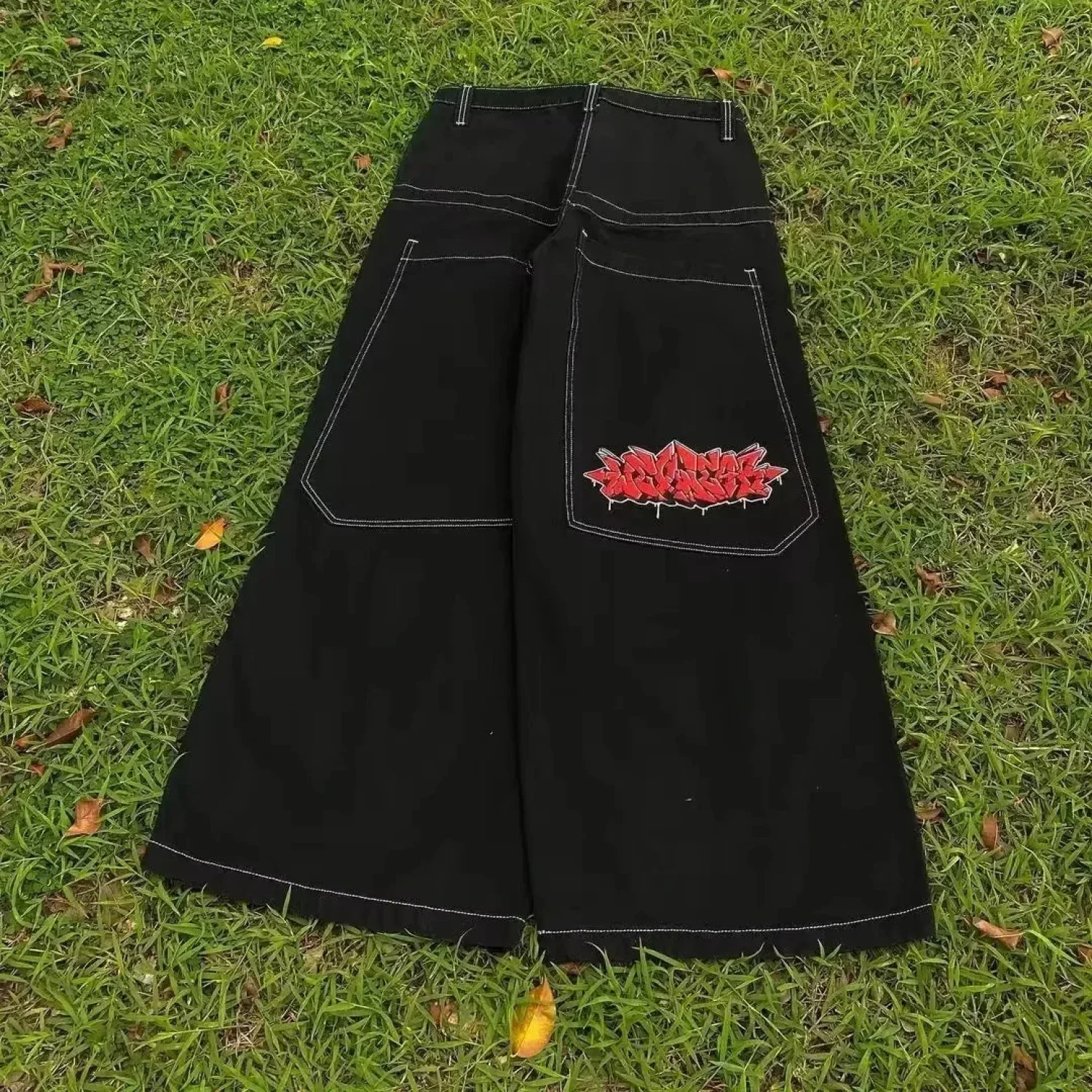 Vintage Gothic Cross Wings Stitched Pants - Image 21