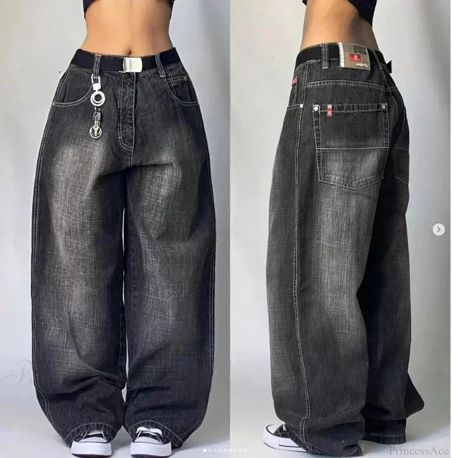 Vintage Gothic Cross Wings Stitched Pants - Image 27