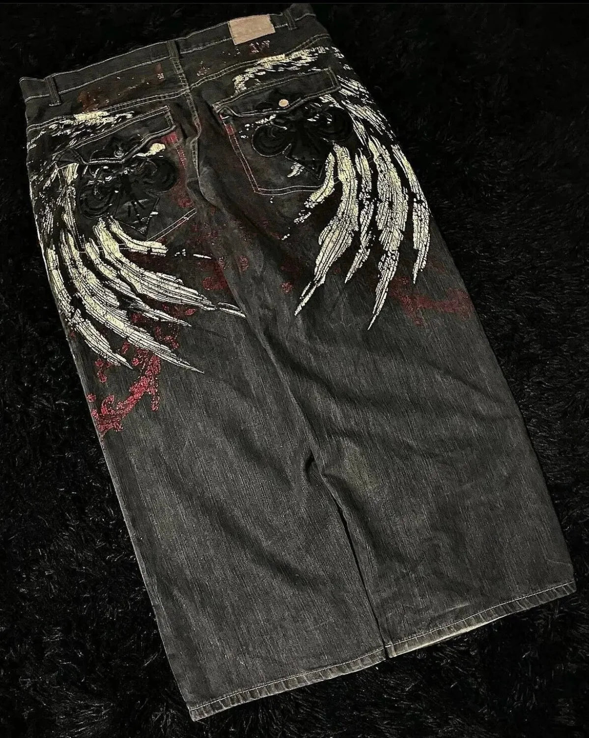 Vintage Gothic Cross Wings Stitched Pants - Image 6