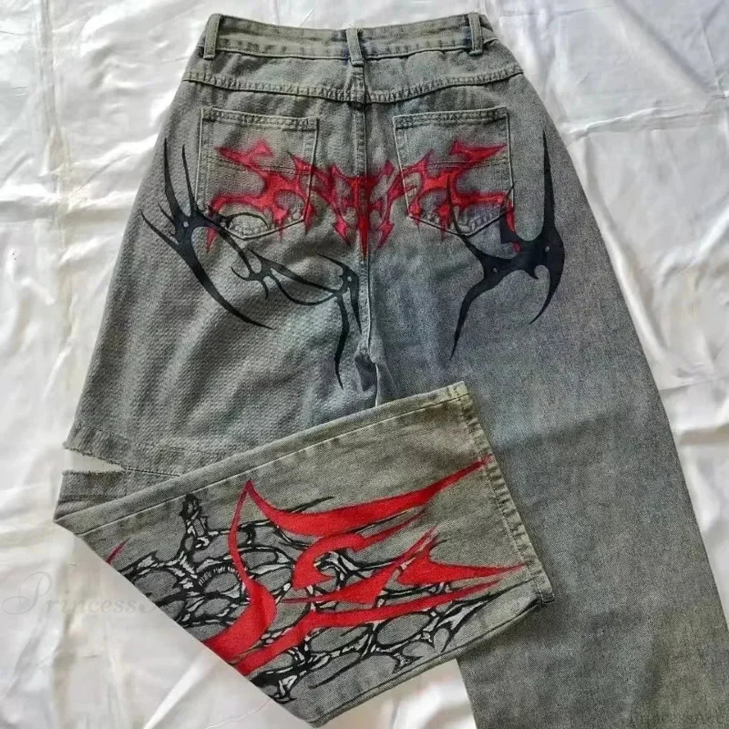 Vintage Gothic Cross Wings Stitched Pants - Image 7