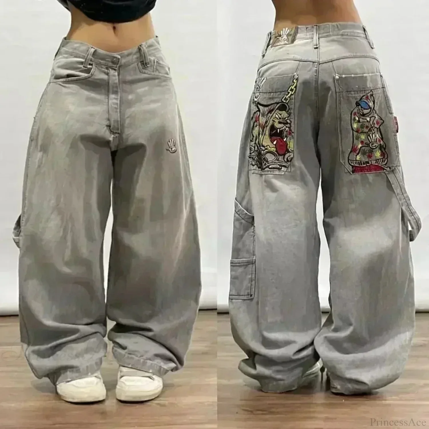 Vintage Gothic Cross Wings Stitched Pants - Image 8