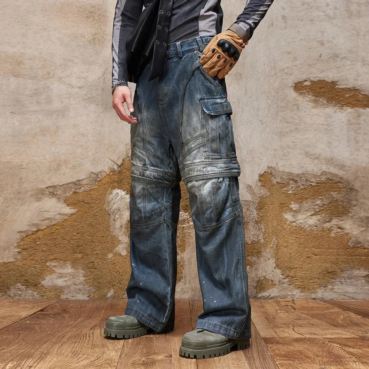 Vintage Gothic Multi-Pocket Denim Trouser - Image 2
