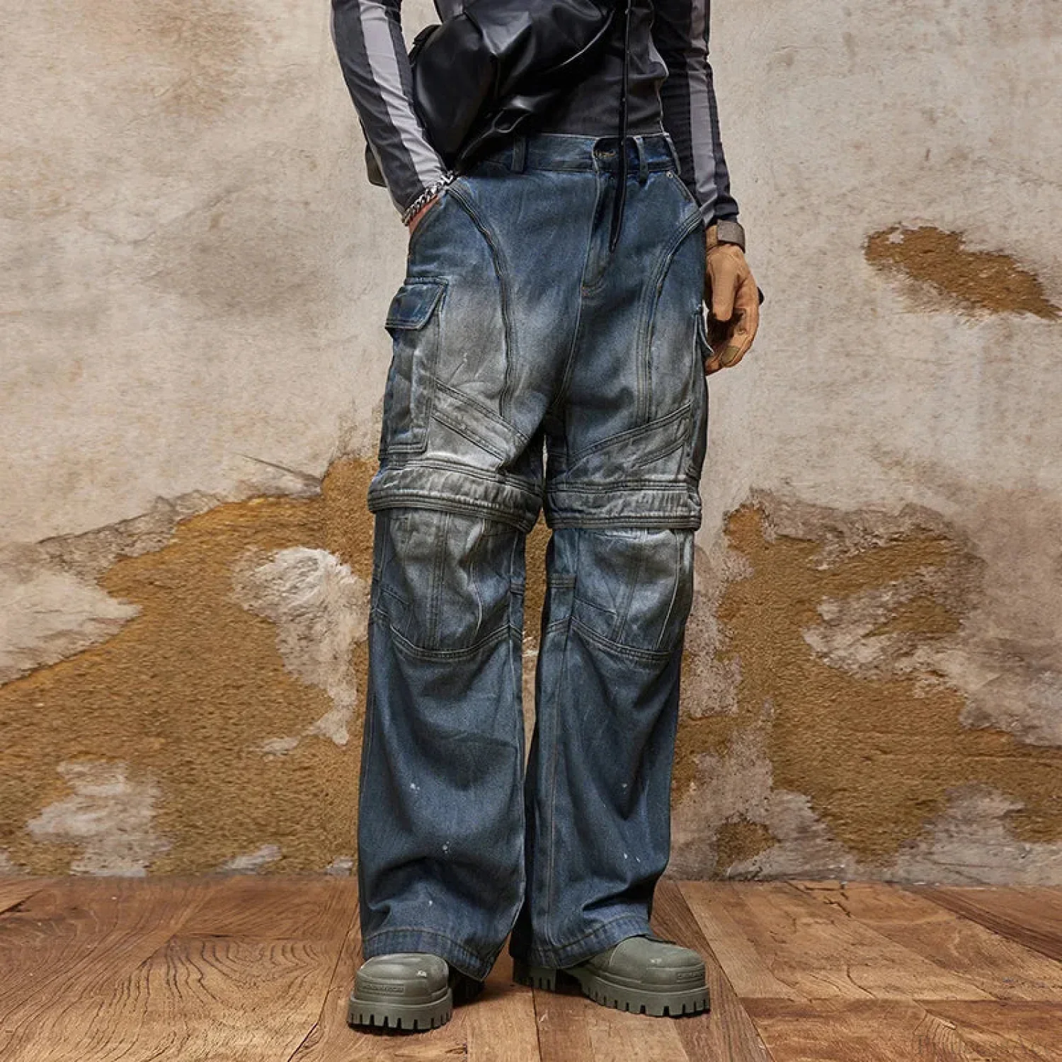 Vintage Gothic Multi-Pocket Denim Trouser - Image 3