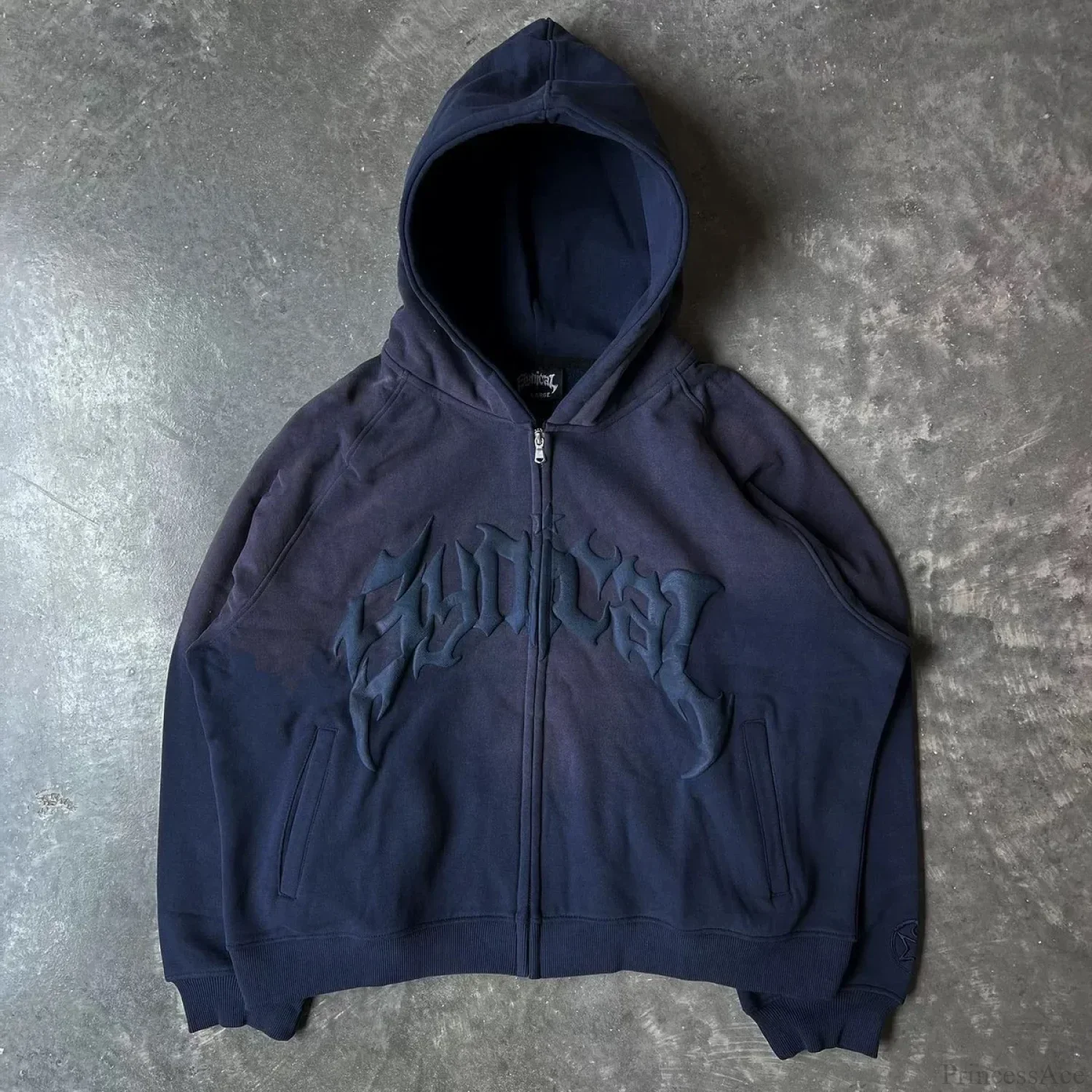 Vintage Gothic Printed Zipper Hoodie - Image 5