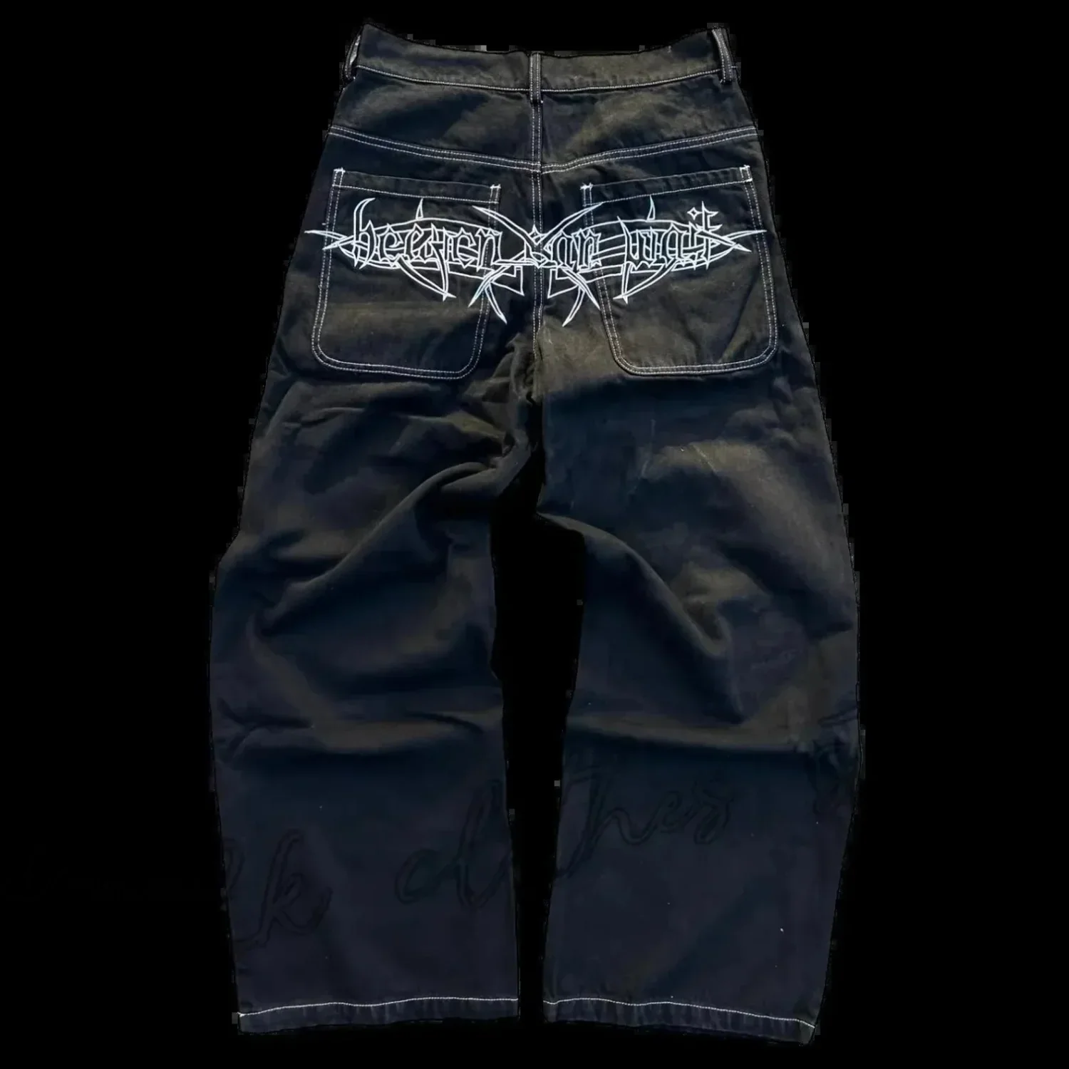 Vintage Gothic Skull Embroidered Trouser - Image 4