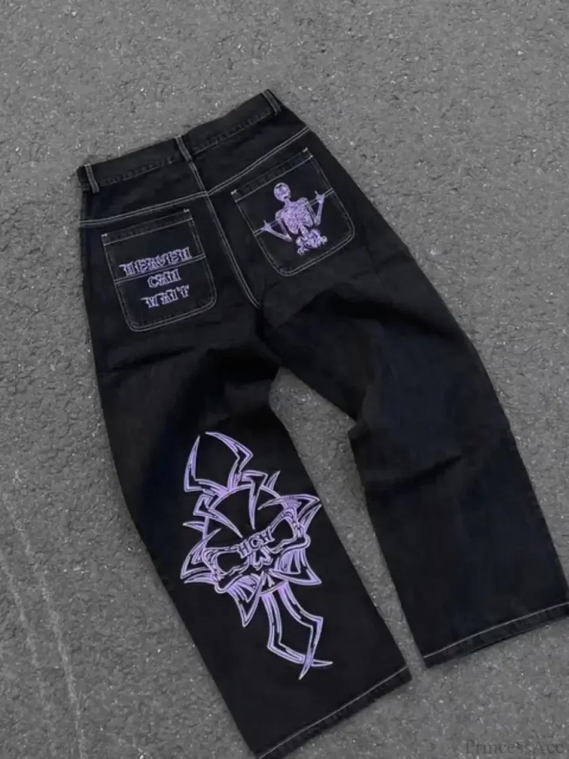 Vintage Gothic Skull Embroidered Trouser - Image 7
