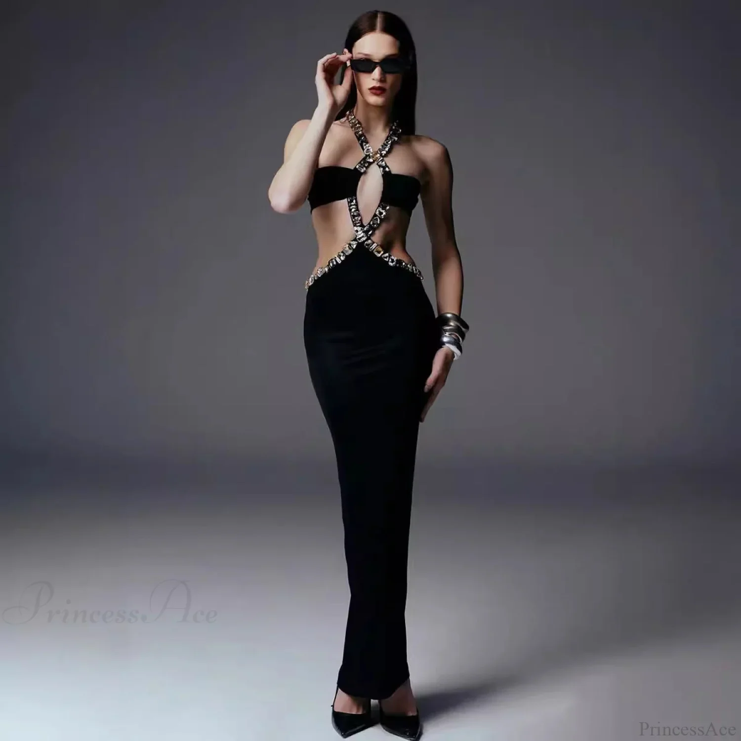 Vintage Gothic Strapless Bodycon Beaded Prom Dress