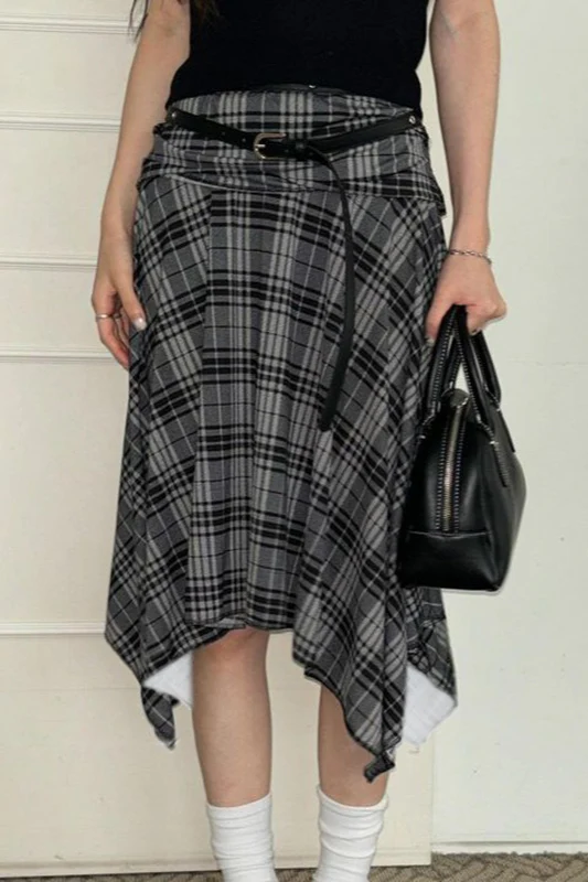 Vintage High-Waist Faux Leather Midi Skirt