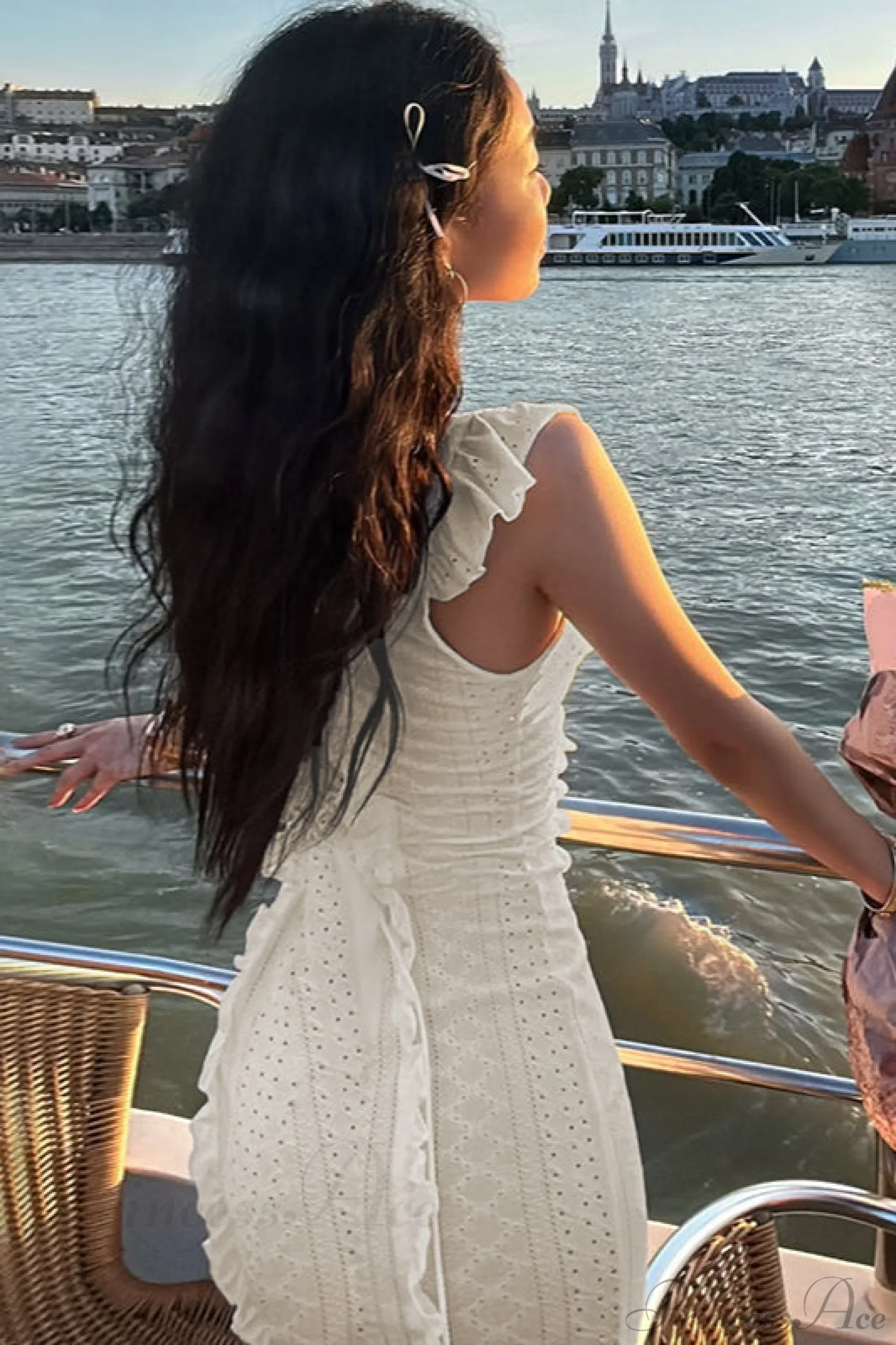 Vintage Lace Off-Shoulder Strap Party Dress - Image 5